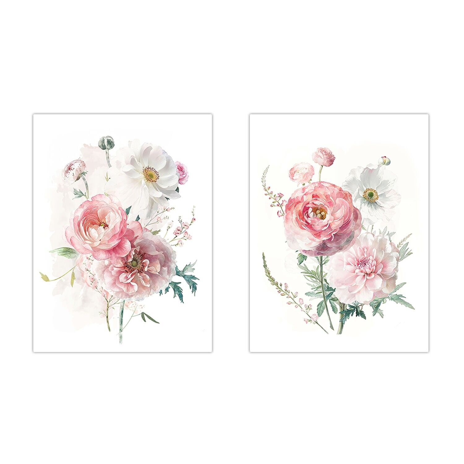 Leinwanddruck mit Holzrahmen, 40 % handgefertigt, verschiedene Blumen, 40 x 30 x 3 cm ST69271