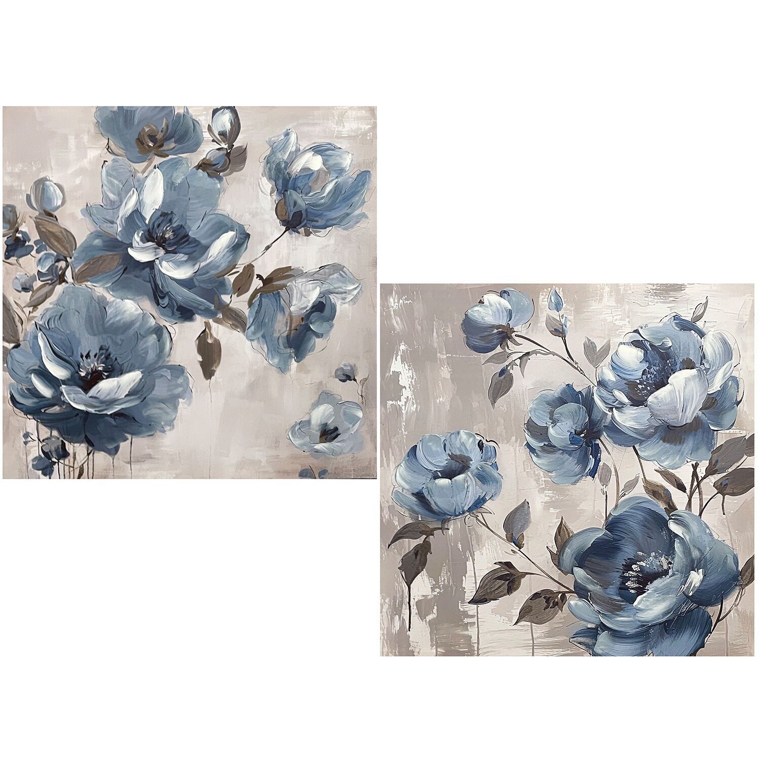 Leinwandbild mit Blumenmotiv, 40 % handgemalt, 80 x 3 x 80 cm, ST69315