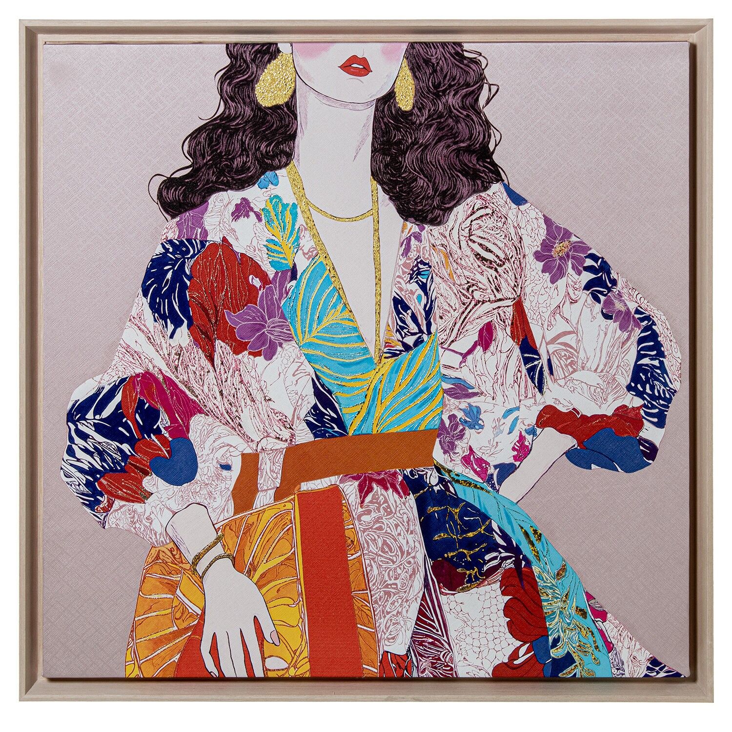 Leinwanddruck einer weiblichen Figur, 80x80cm, gerahmt mit PS 80x5x80cm ST69335