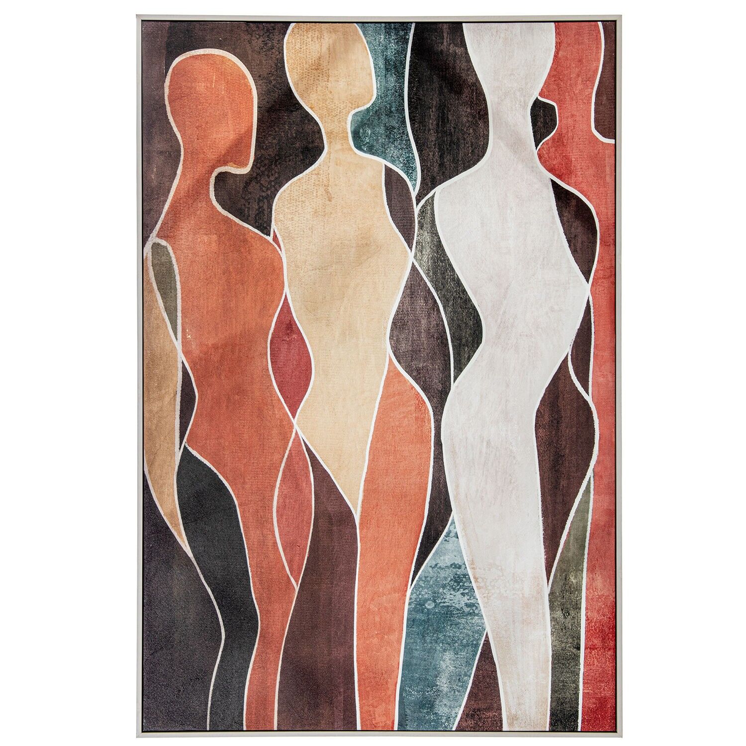 Bedruckter Leinwanddruck mit Figuren, 80 x 120 cm, PS-Rahmen, 80 x 4 x 120 cm ST69344