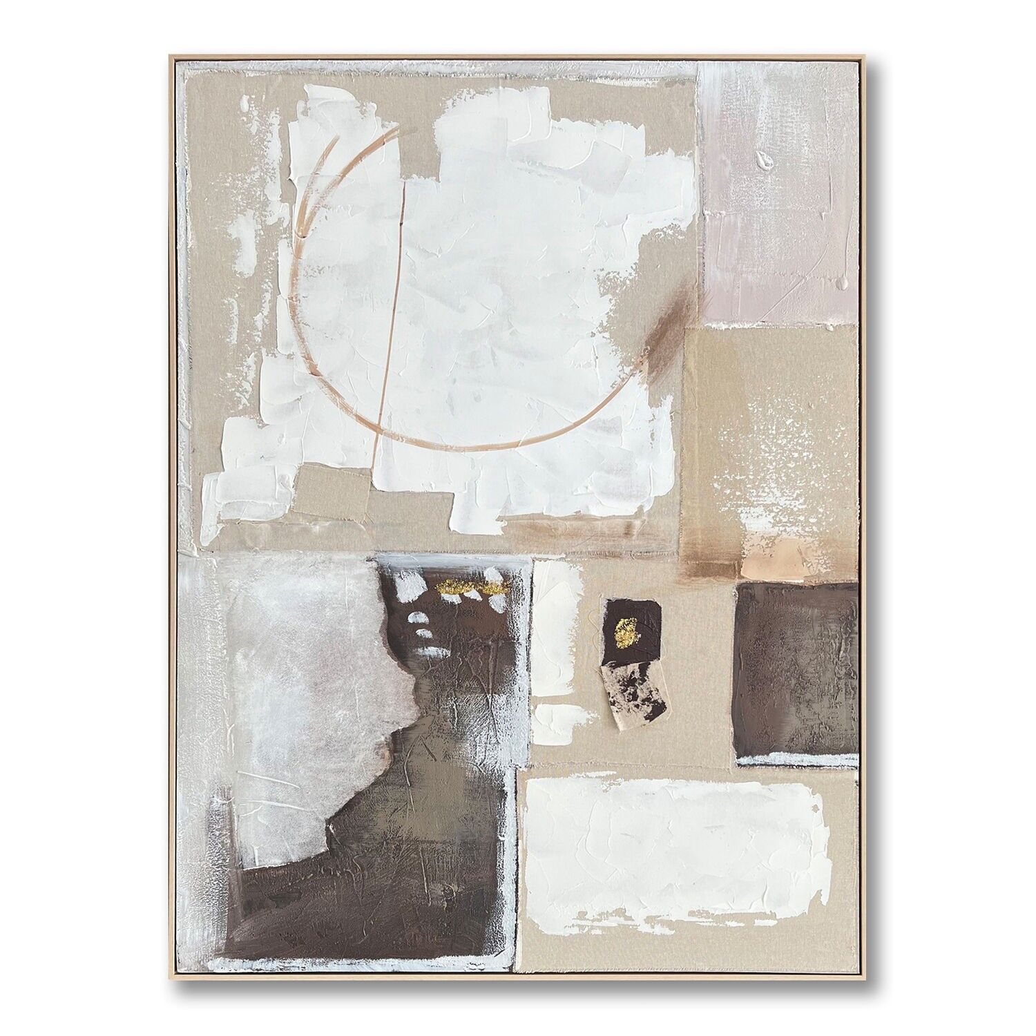 Abstract canvas print with natural wood frame, 90x122cm, 90x120x3cm ST69365