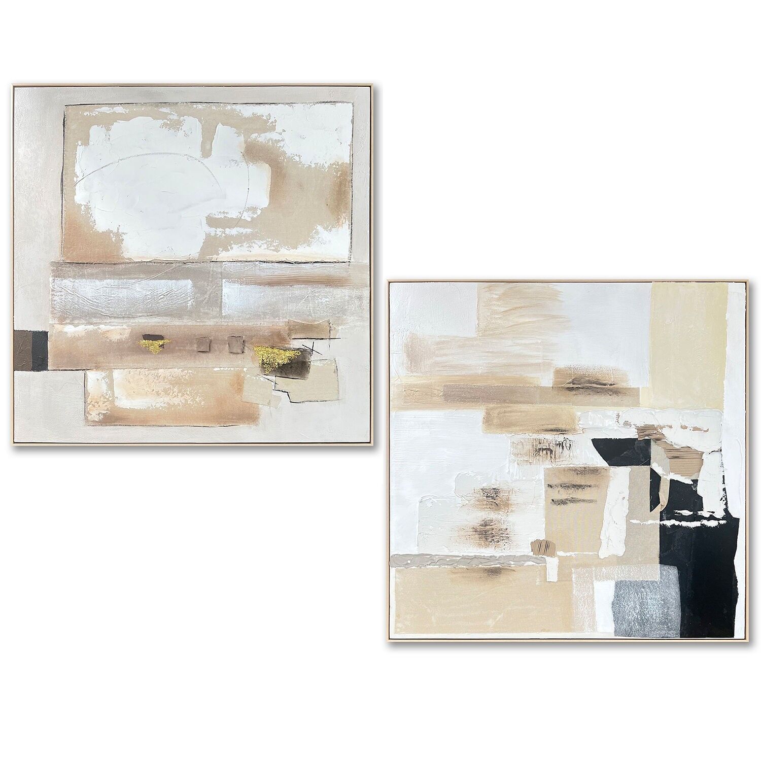 Canvas painting with natural wood frame, 100x100cm, abstract, 102x102x4.5cm ST69366