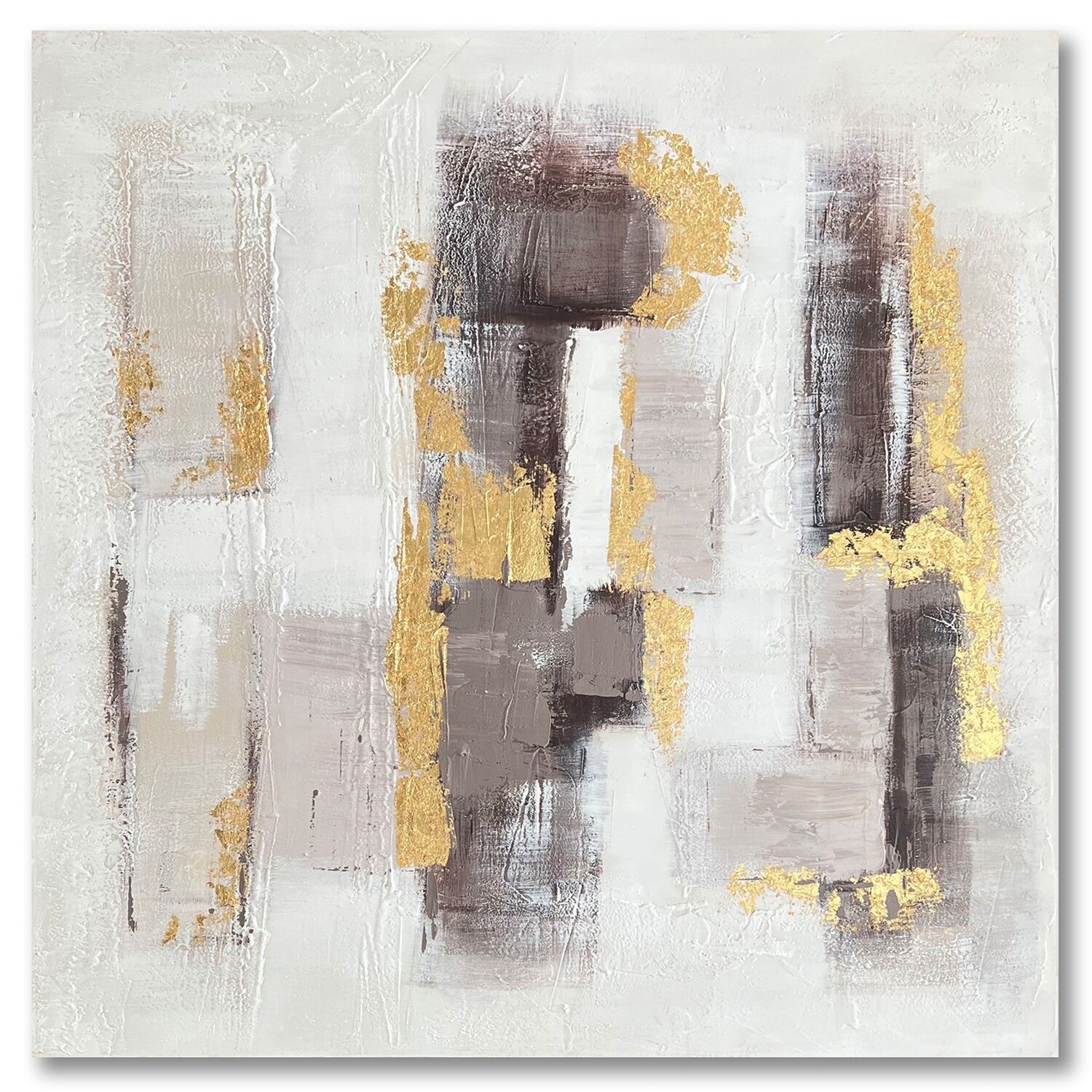 Abstract canvas print with natural wood frame, 120x120cm, 120x120x4.5cm ST69370