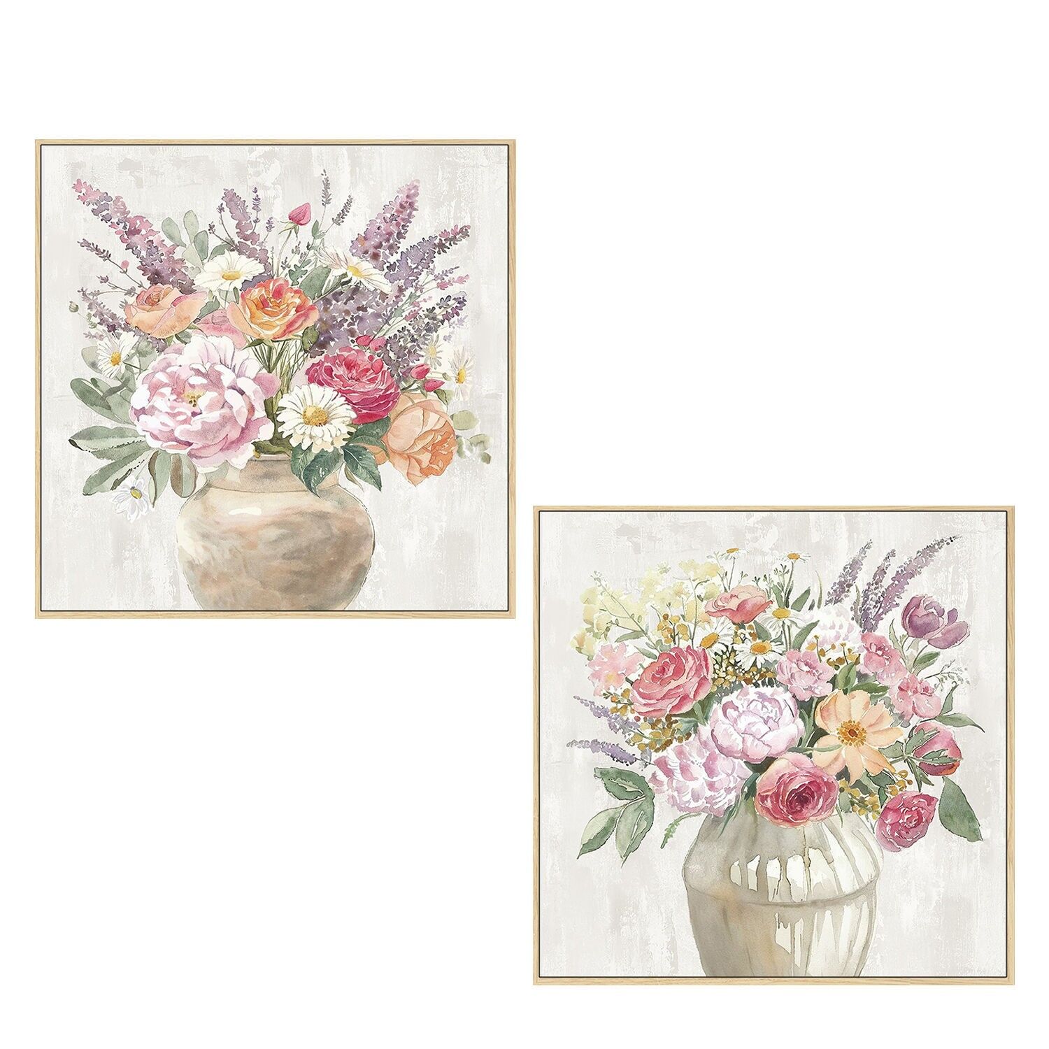 Leinwandbild mit Naturholzrahmen, 60 x 60 cm, Vasen, 80 % Farbe, 60 x 60 x 3,5 cm ST69432