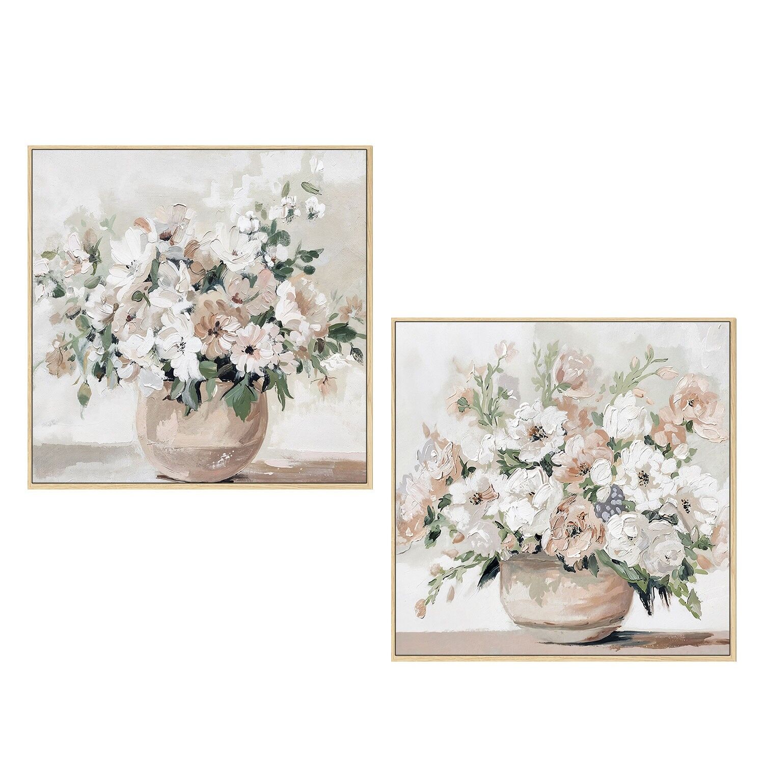 Leinwandbild mit Naturholzrahmen, 60 x 60 cm, Vasen, 80 % Farbe, 60 x 60 x 3,5 cm ST69434