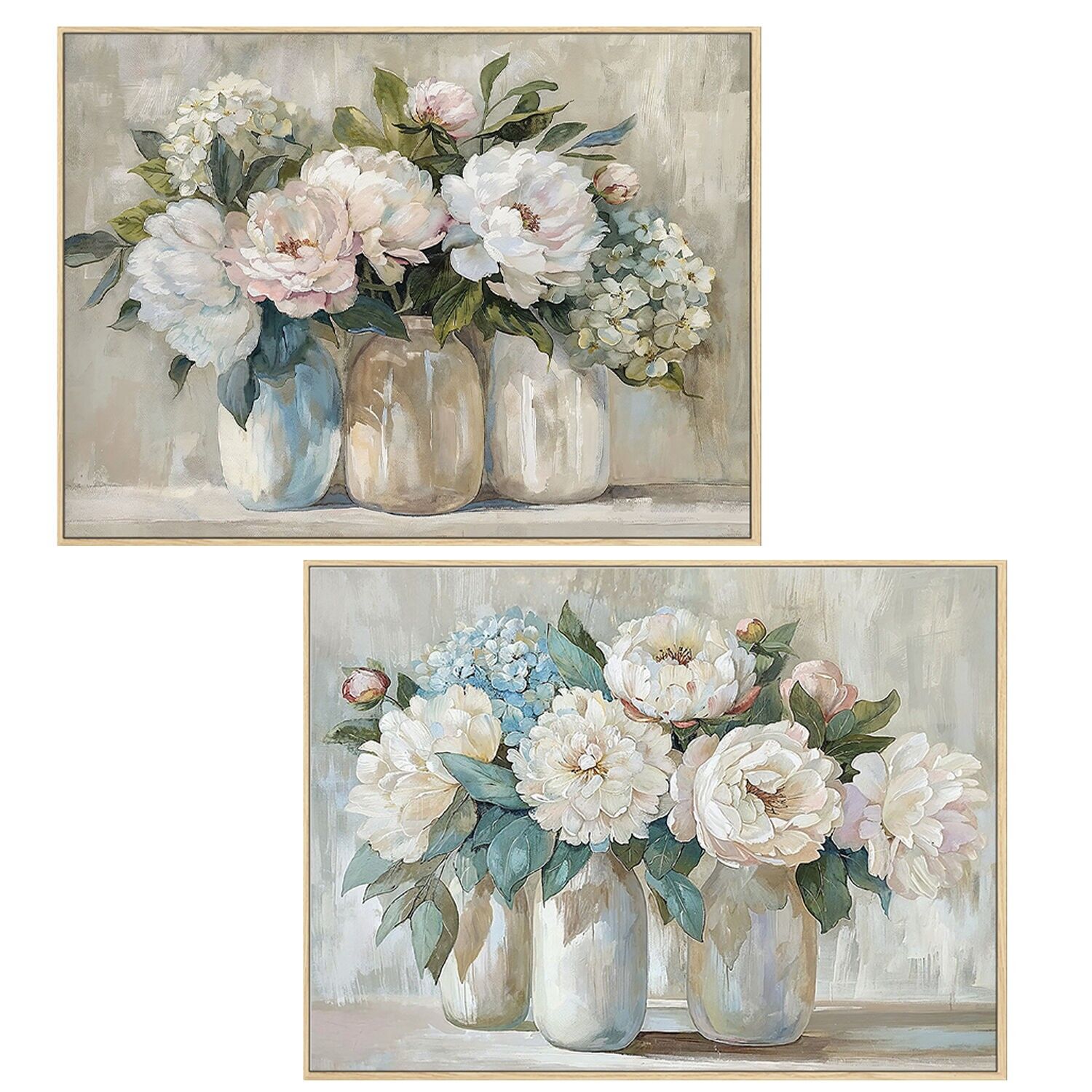 Leinwandbild mit Naturholzrahmen, 80 x 60 cm, Vasen, 80 % Farbe, 80 x 60 x 3,5 cm ST69444