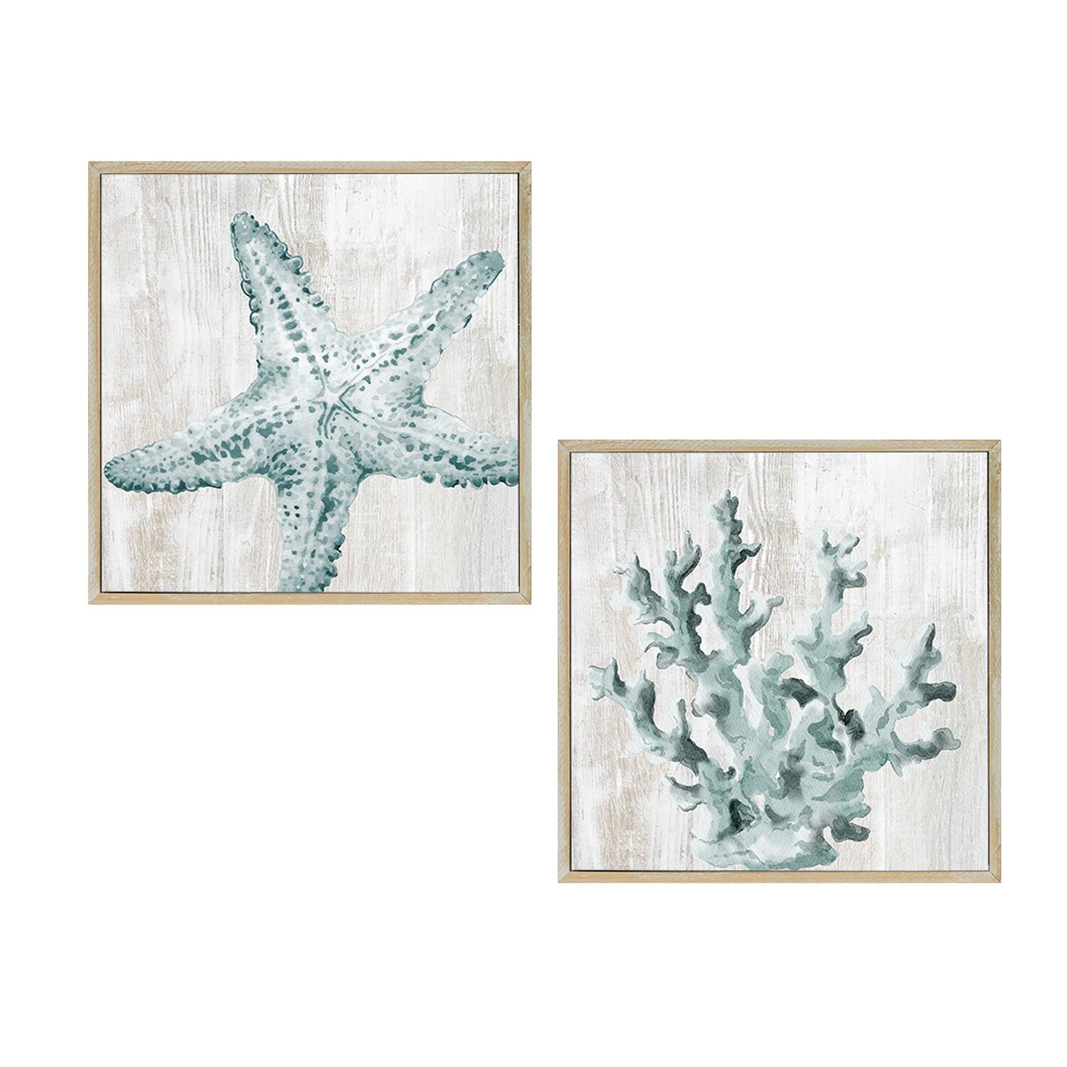 Leinwanddruck mit Naturholzrahmen, 24 x 24 cm, Marinefarbe, 40 % bemalt, 24 x 24 x 1,9 cm ST69447