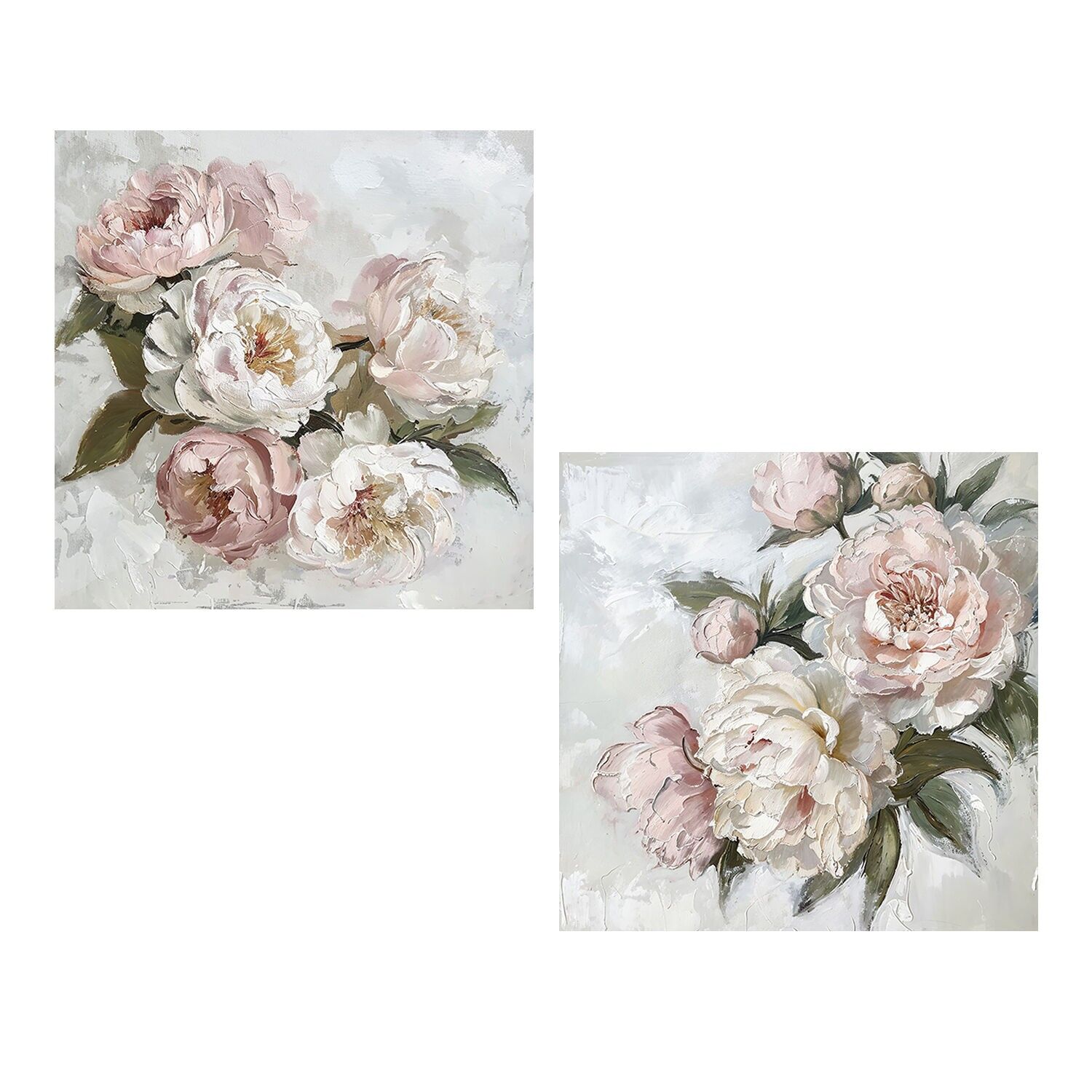 Naturleinwandgemälde 80x80cm Blumen 40% handgemalt 80x80x3cm ST69462