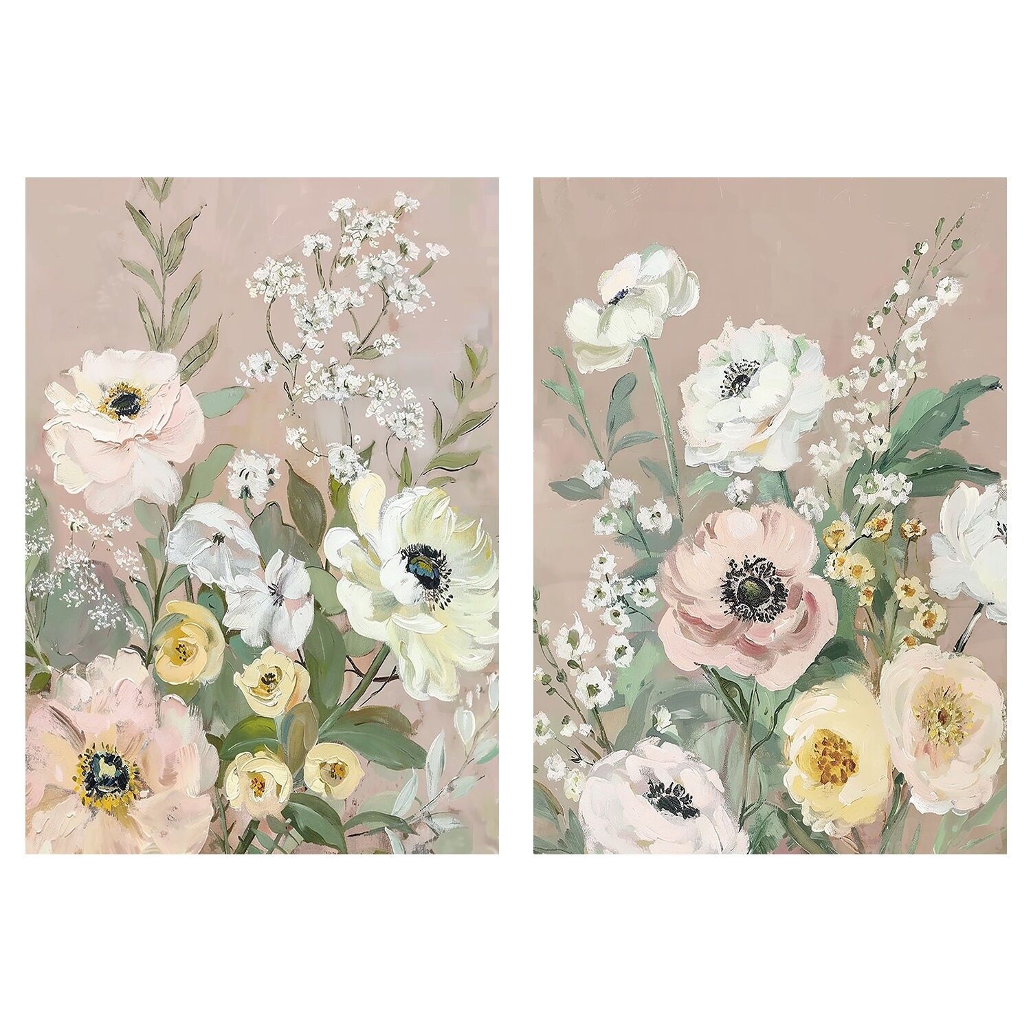 Naturleinwandgemälde 70x100cm Blumen 40% handgemalt 70x100x3cm ST69464