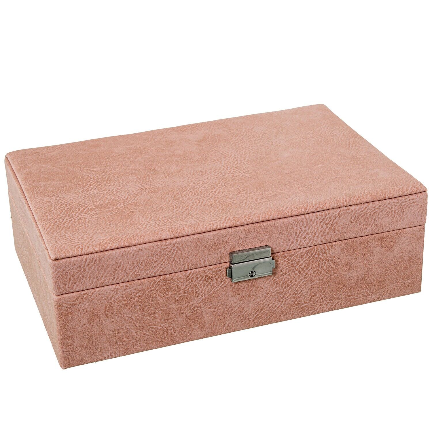 Boîte à bijoux en similicuir avec miroir rose et fermoir, 30 x 20 x 95 cm ST70983