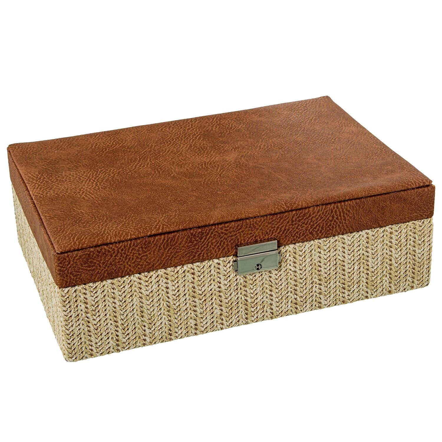 Joyero polipiel, ratan con espejomarron con cierre 30x20x95cm ST70981