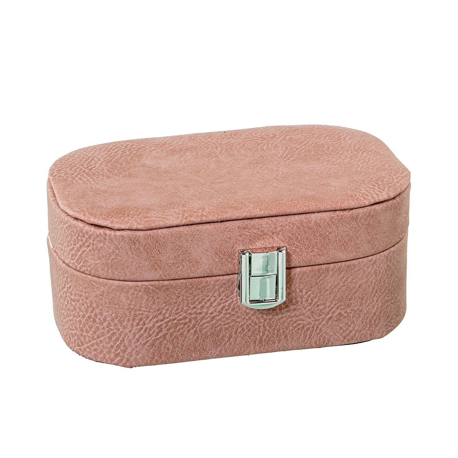 Pink faux leather jewelry box with clasp 19x12x75cm ST70991