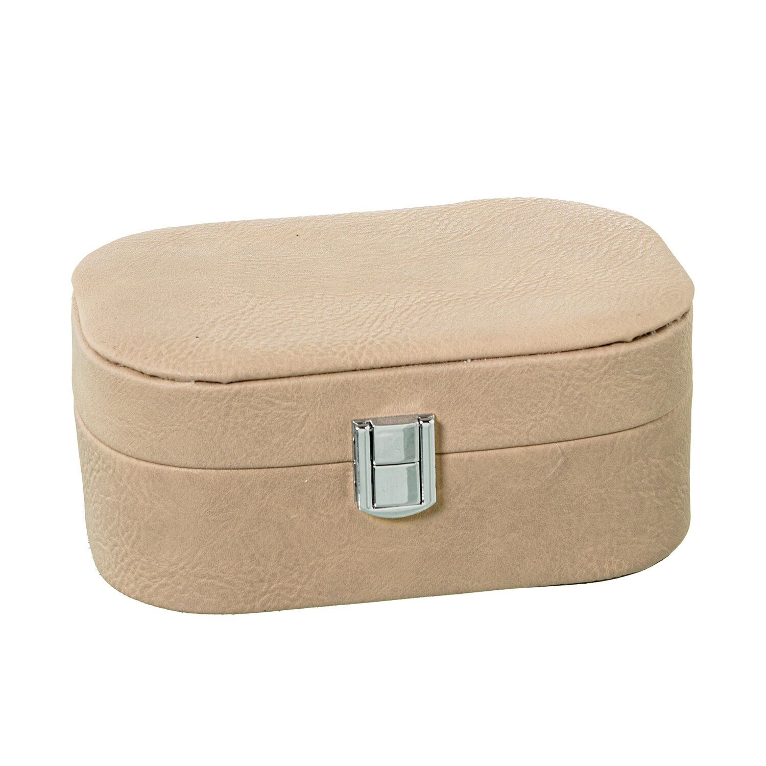 Beige faux leather jewelry box with clasp 19x12x75cm ST70992