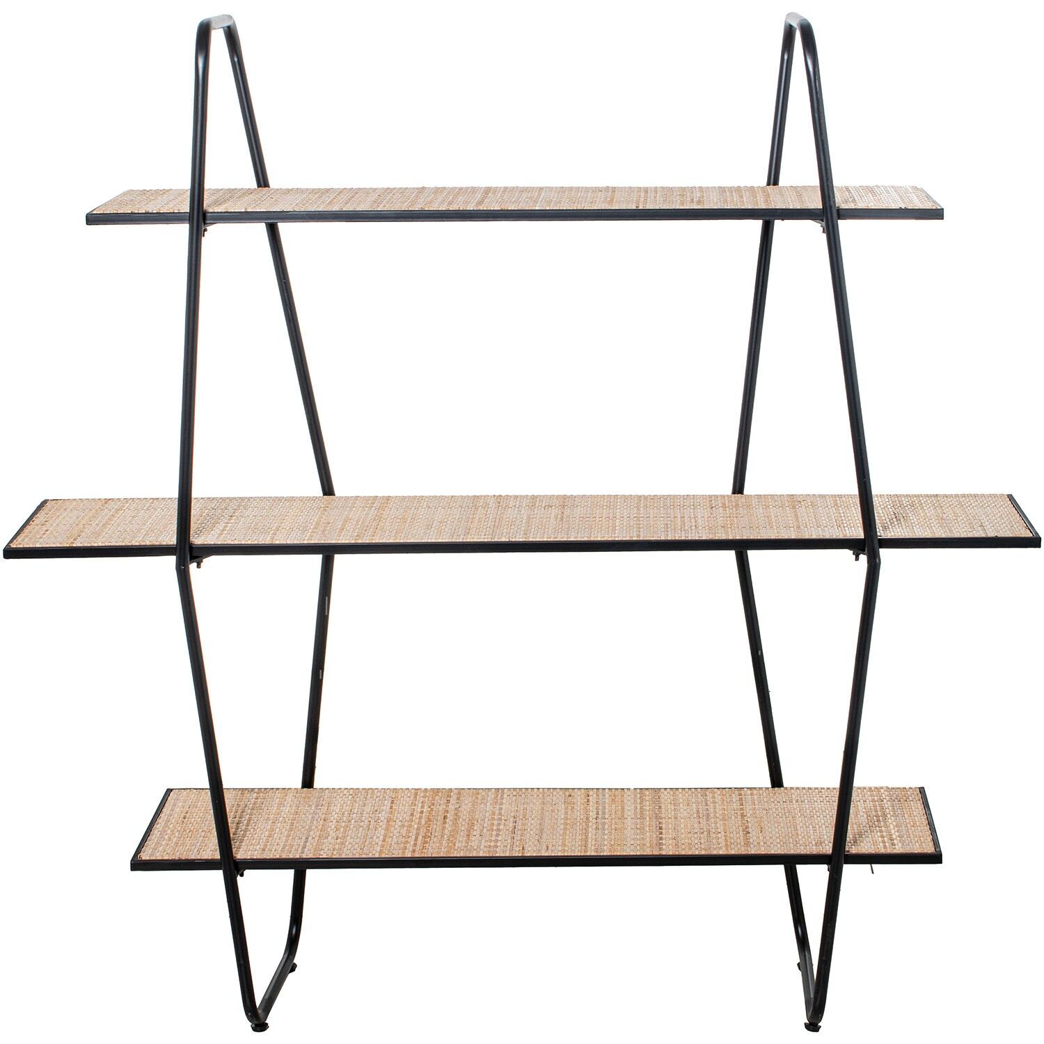 Shelf with 3 black metal wood shelves 120x27x120cm ST71998