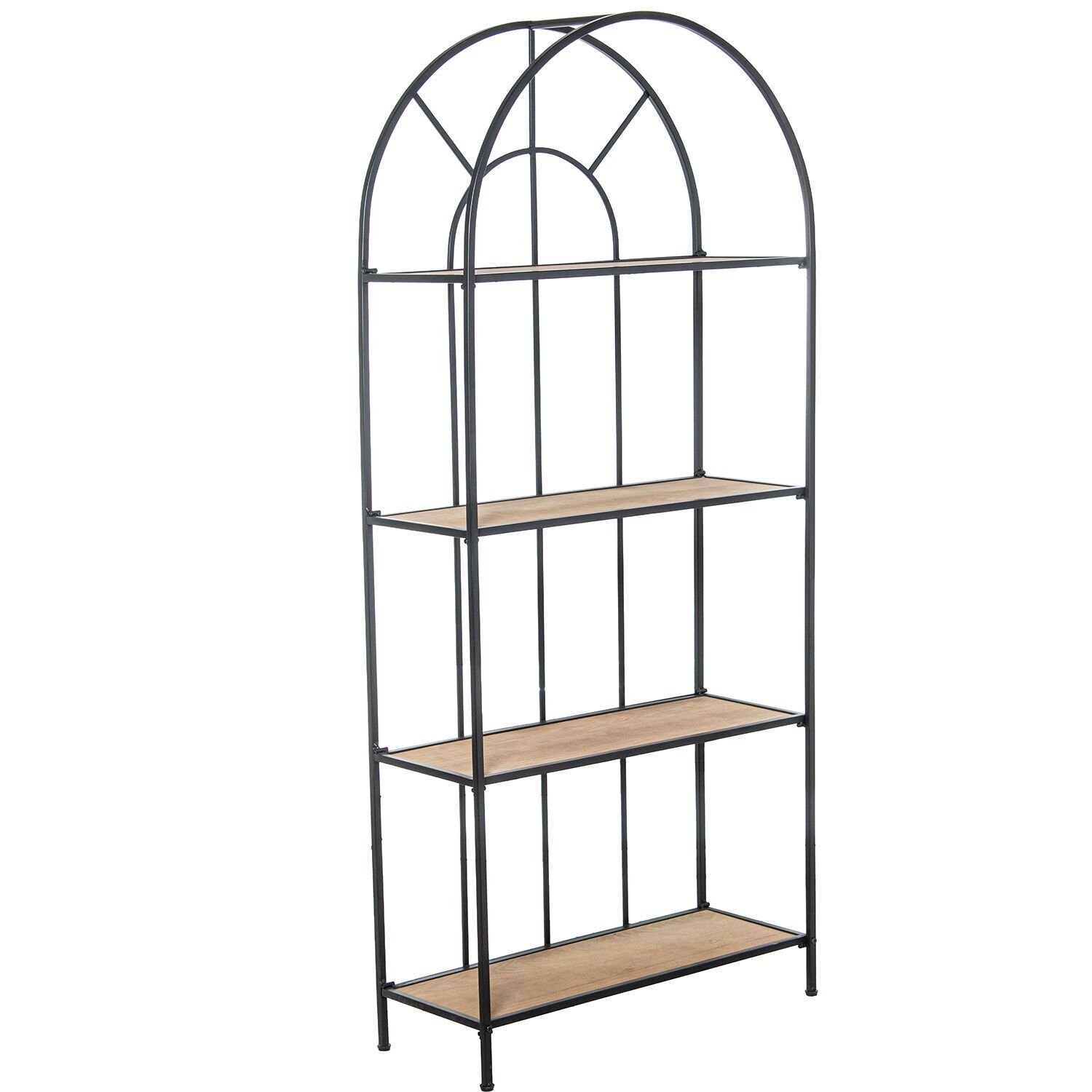 3-shelf bookcase, wood and black metal, 70x28x161cm ST72152