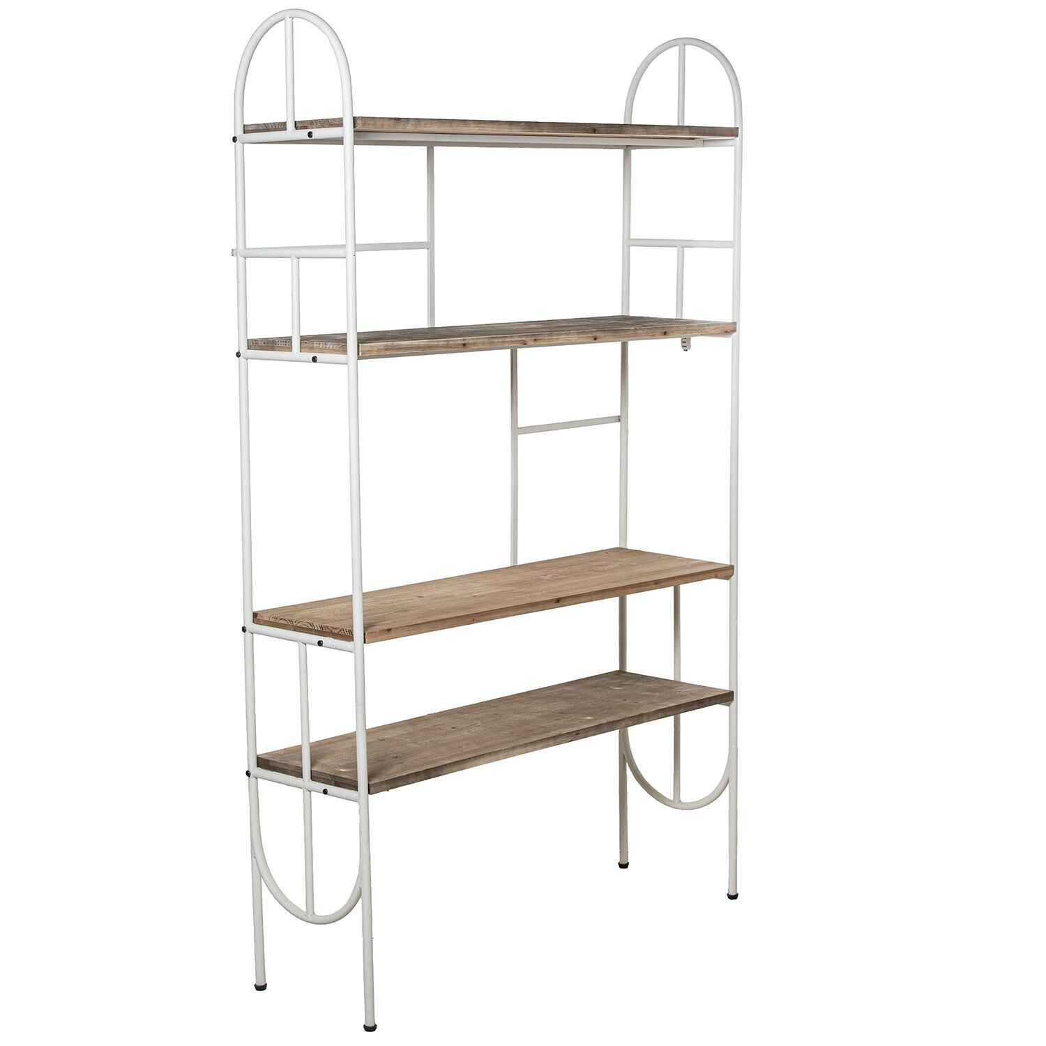 4-shelf white wood and metal bookcase 100x30x170cm ST72153