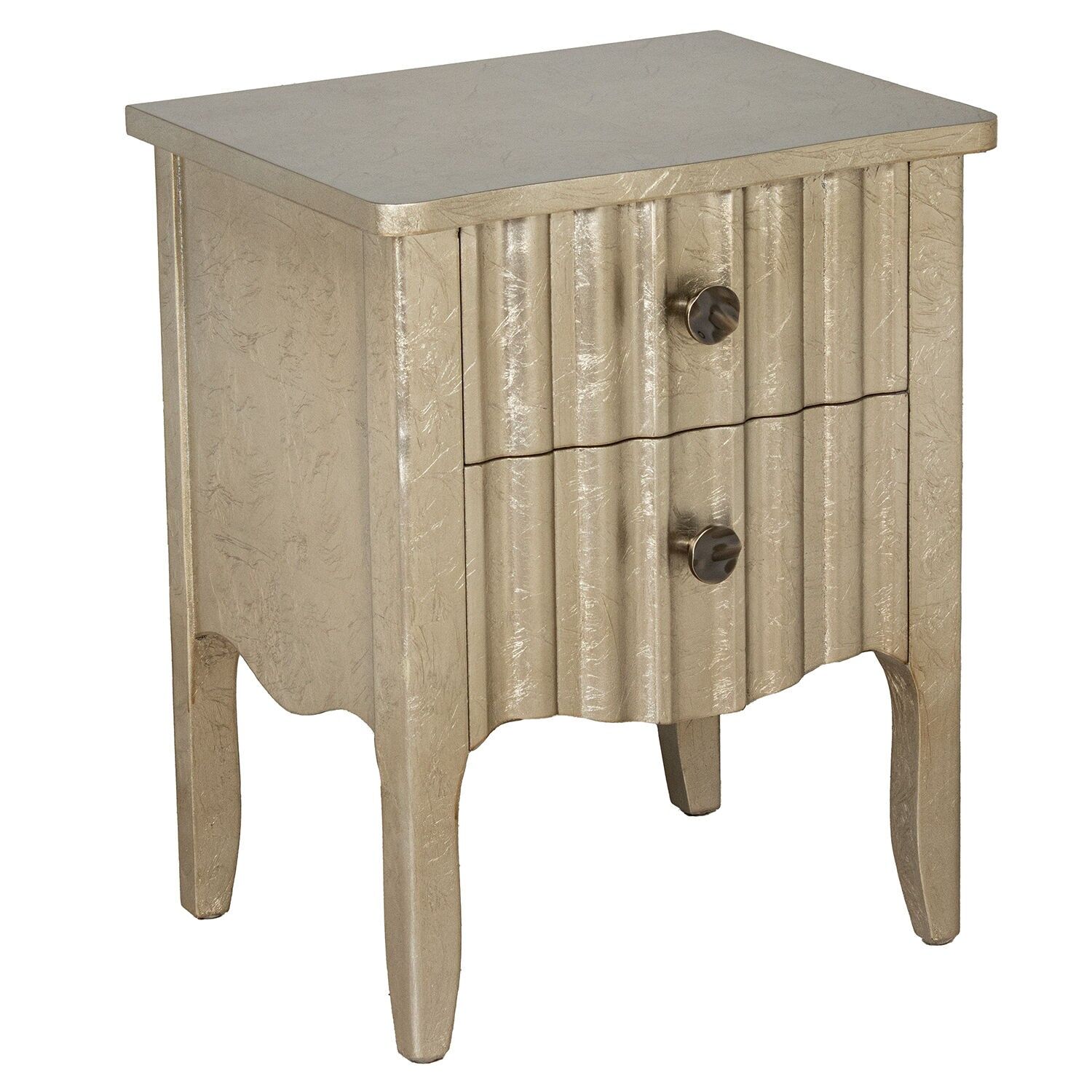 Champagne wood bedside table with 2 drawers, 48x38x60cm ST72158