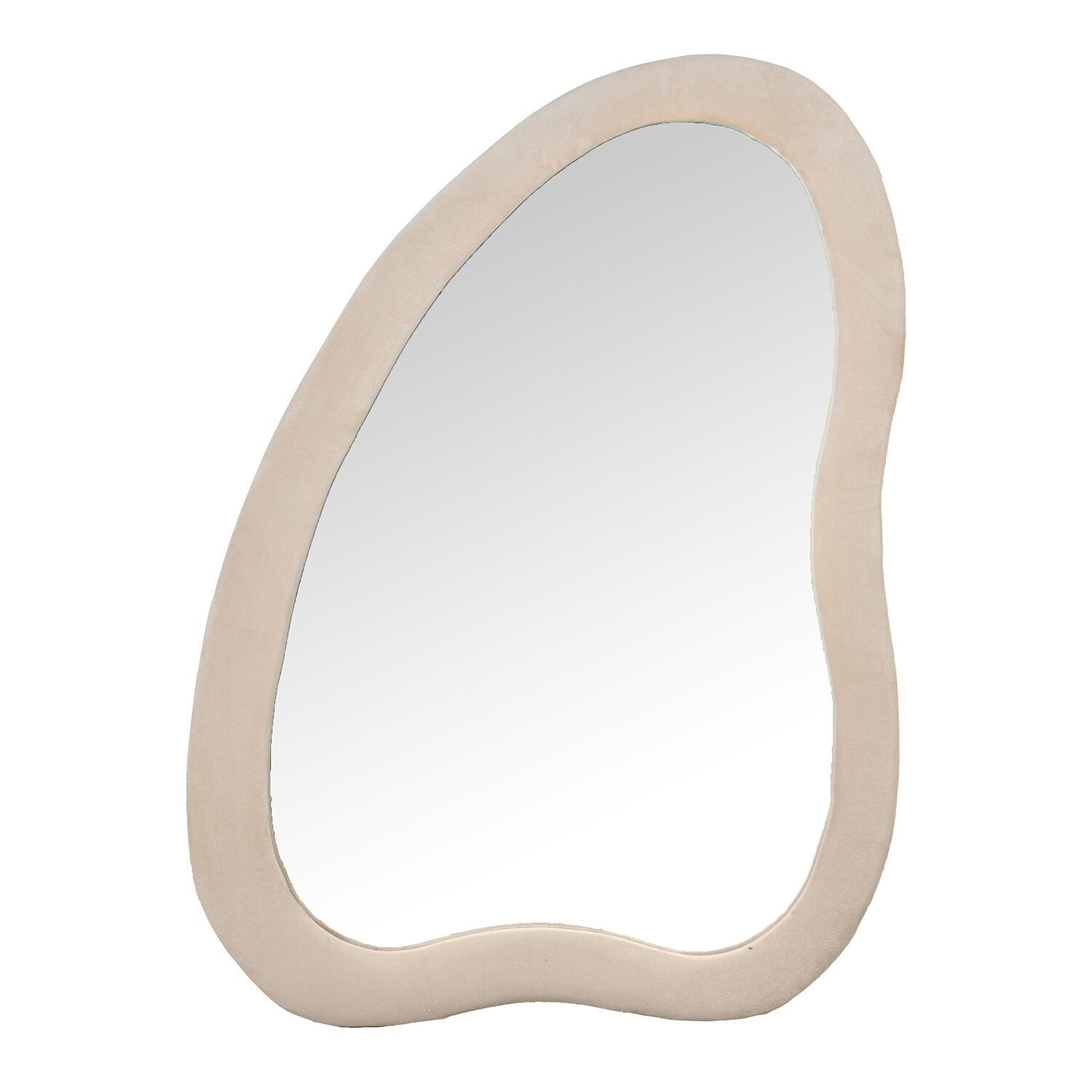 Beige velvet MDF floor mirror 68x4x90cm ST72188