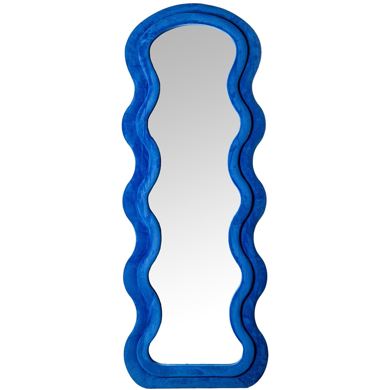 Floor mirror, wood, MDF, blue velvet, 60x4x160cm ST72184