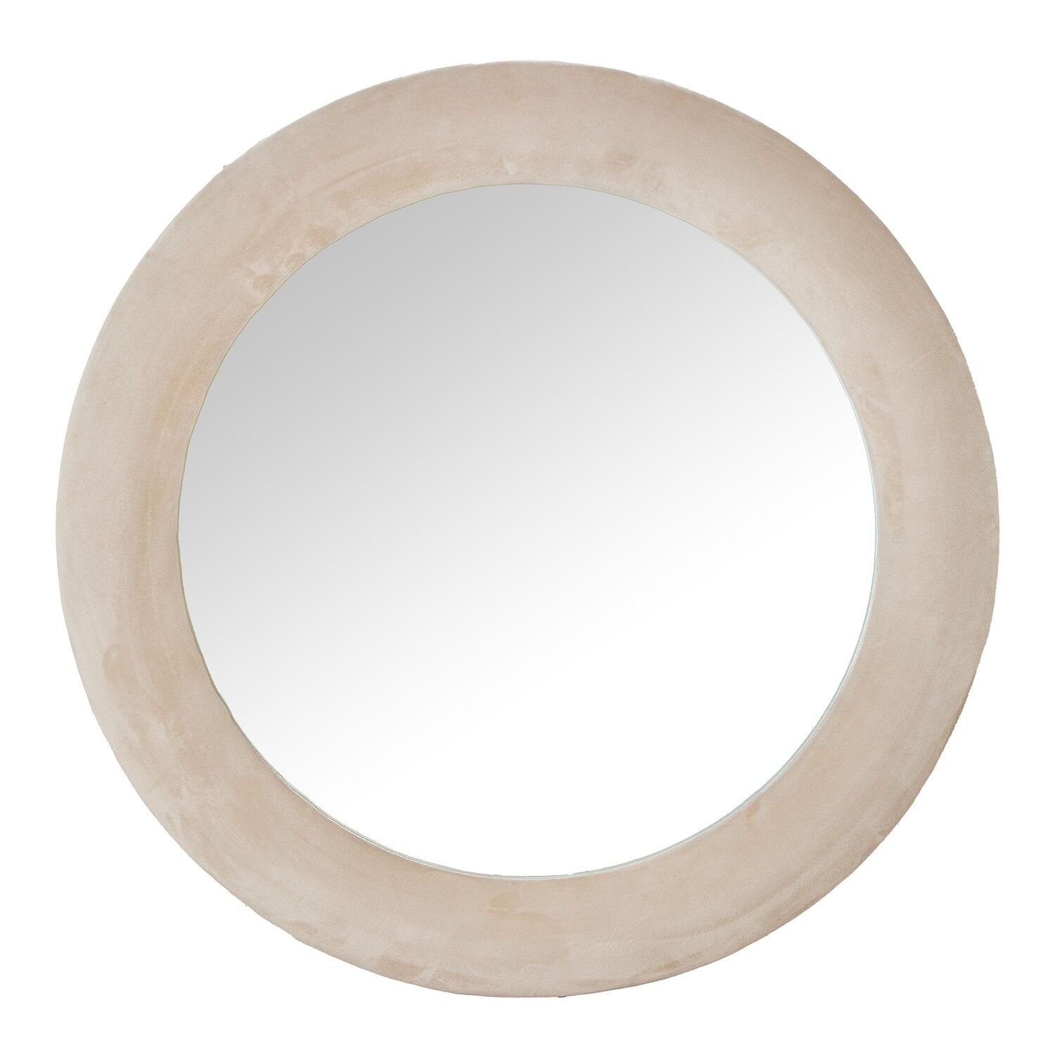 Beige velvet MDF wall mirror 80x3.5cm ST72192