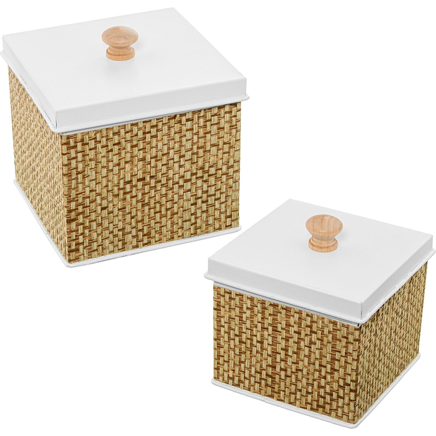 Set of 2 square metal boxes 14x14x15 and 12x12x13cm ST72321