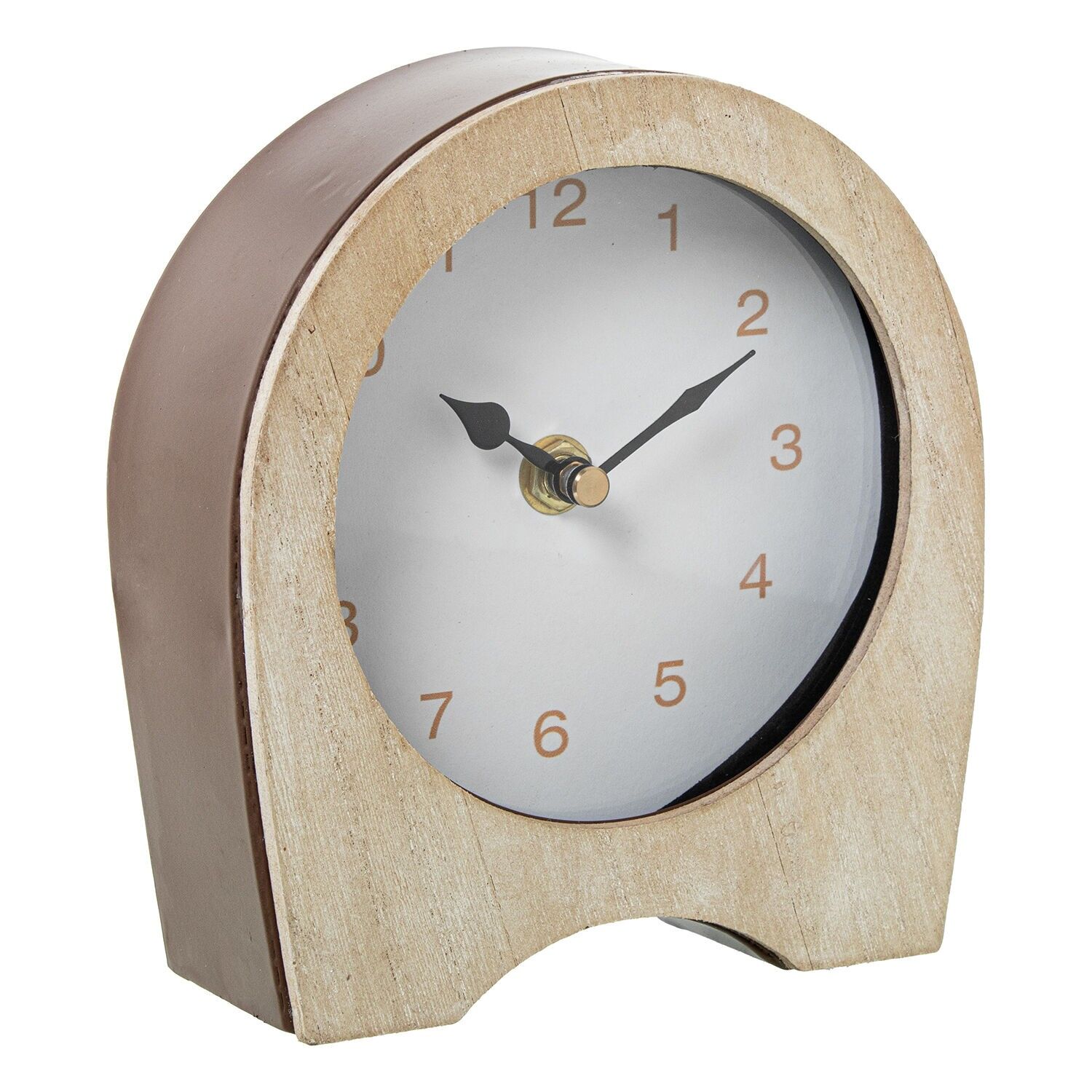 Metal and wood table clock 14x5x16cm ST72331