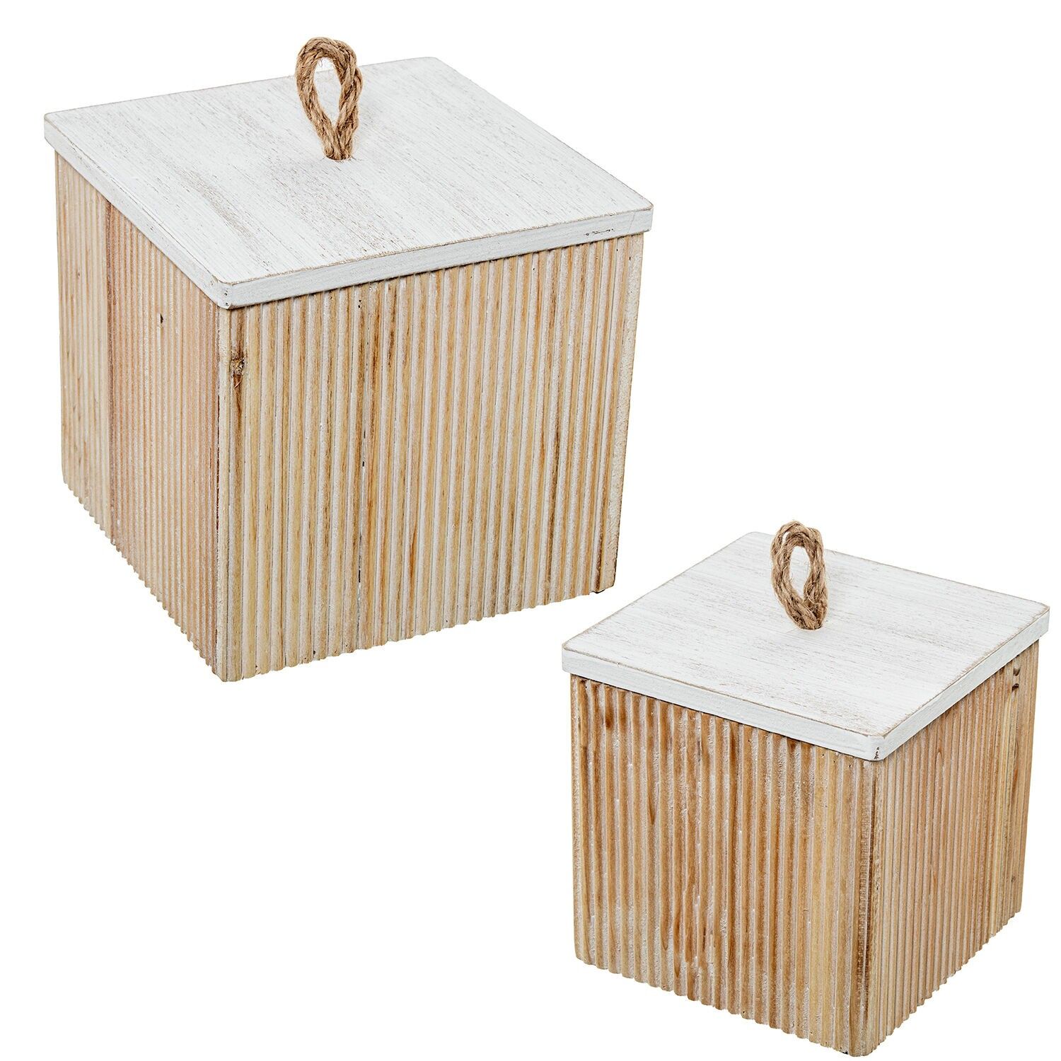 Set of 2 square wooden boxes 17x17x16.5 and 14x14x13.5cm ST72333