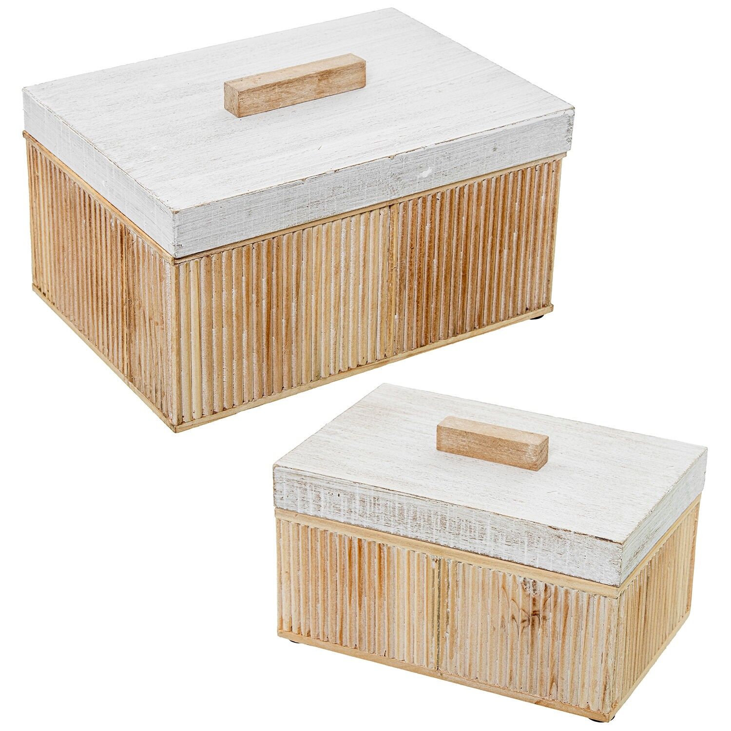 Set of 2 rectangular wooden boxes 24x17x14 and 20x13x12cm ST72332