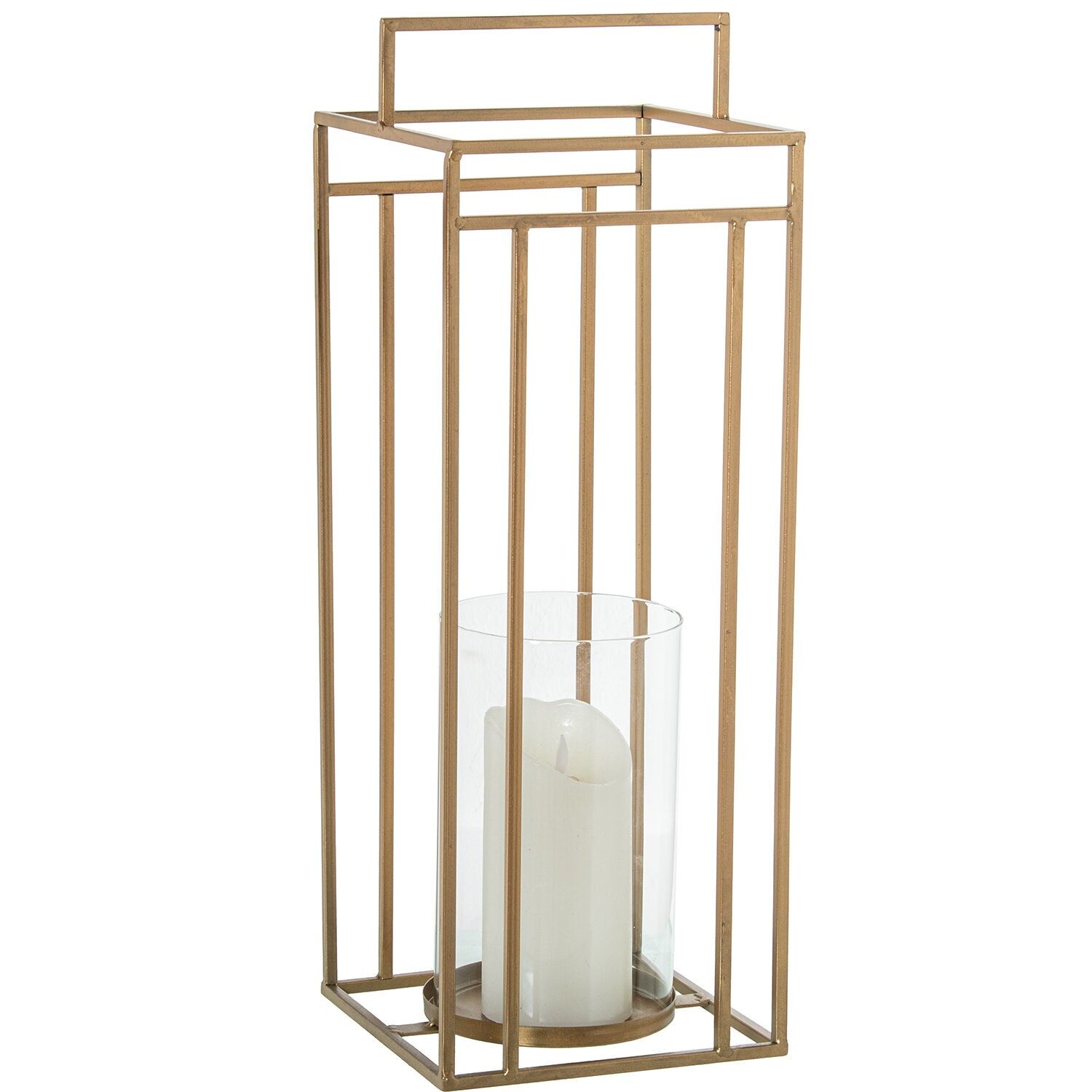 Golden metal candle lantern 18x18x50cm ST72368