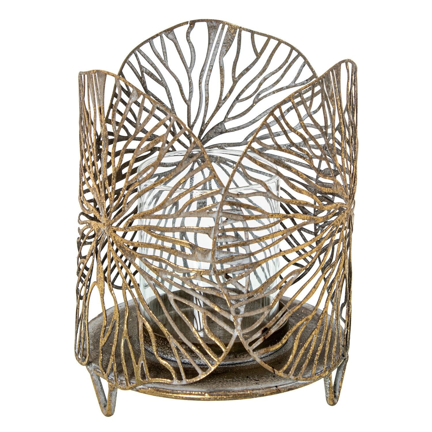 Golden metal candle holder 13x16cm ST72366