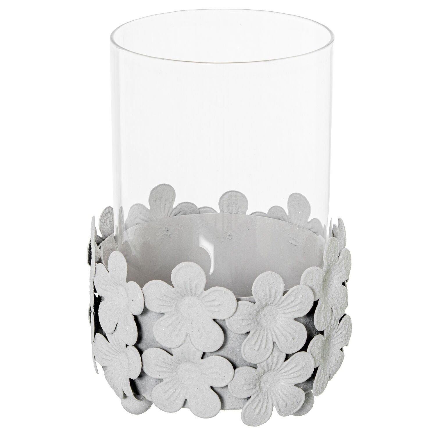 Metal and white glass candle holder 10x14cm ST72377