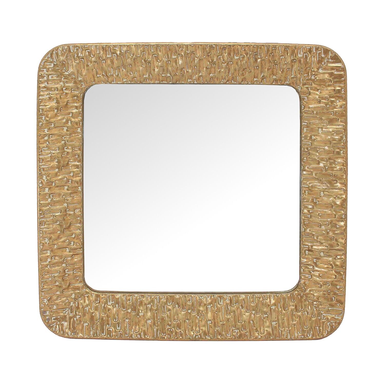 Square wall mirror, gold metal, 80x6x80cm, interior: 57.5x57.5cm ST72557