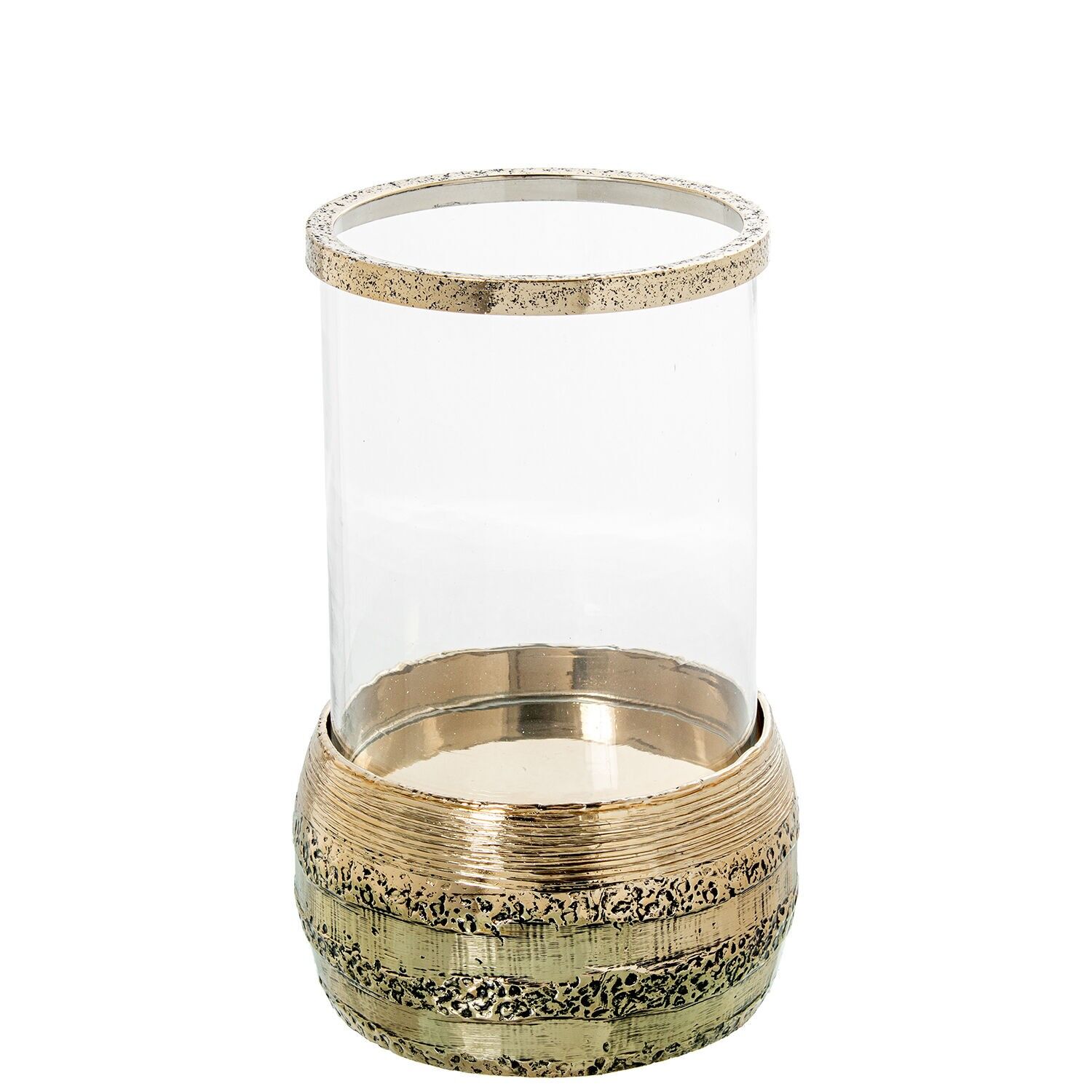 Gold aluminum and glass candle holder 18x27cm ST72564