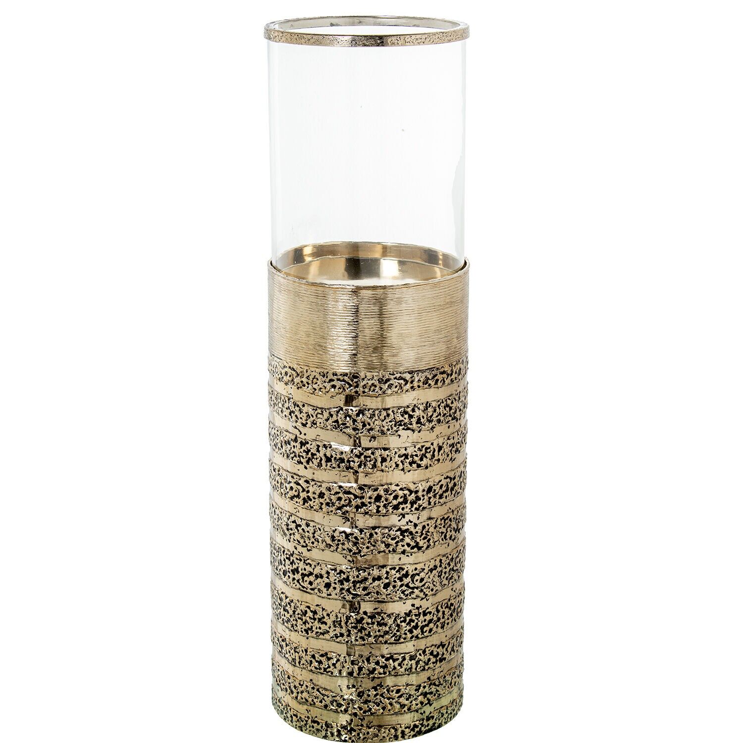 Gold aluminum and glass candle holder 21x74cm ST72563