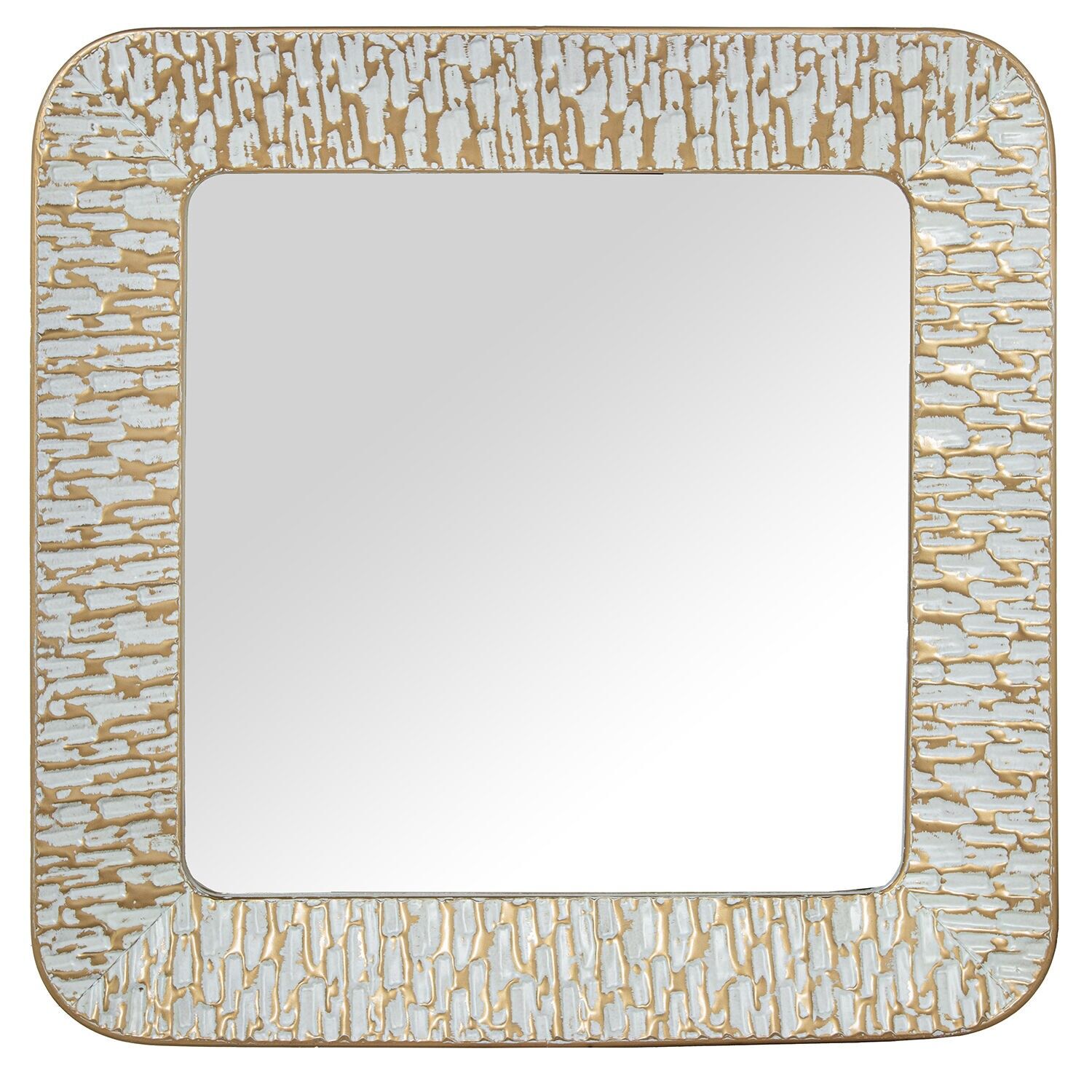 Gold metal mirror, white 80x6x80cm int:57.5x57.5cm ST73028