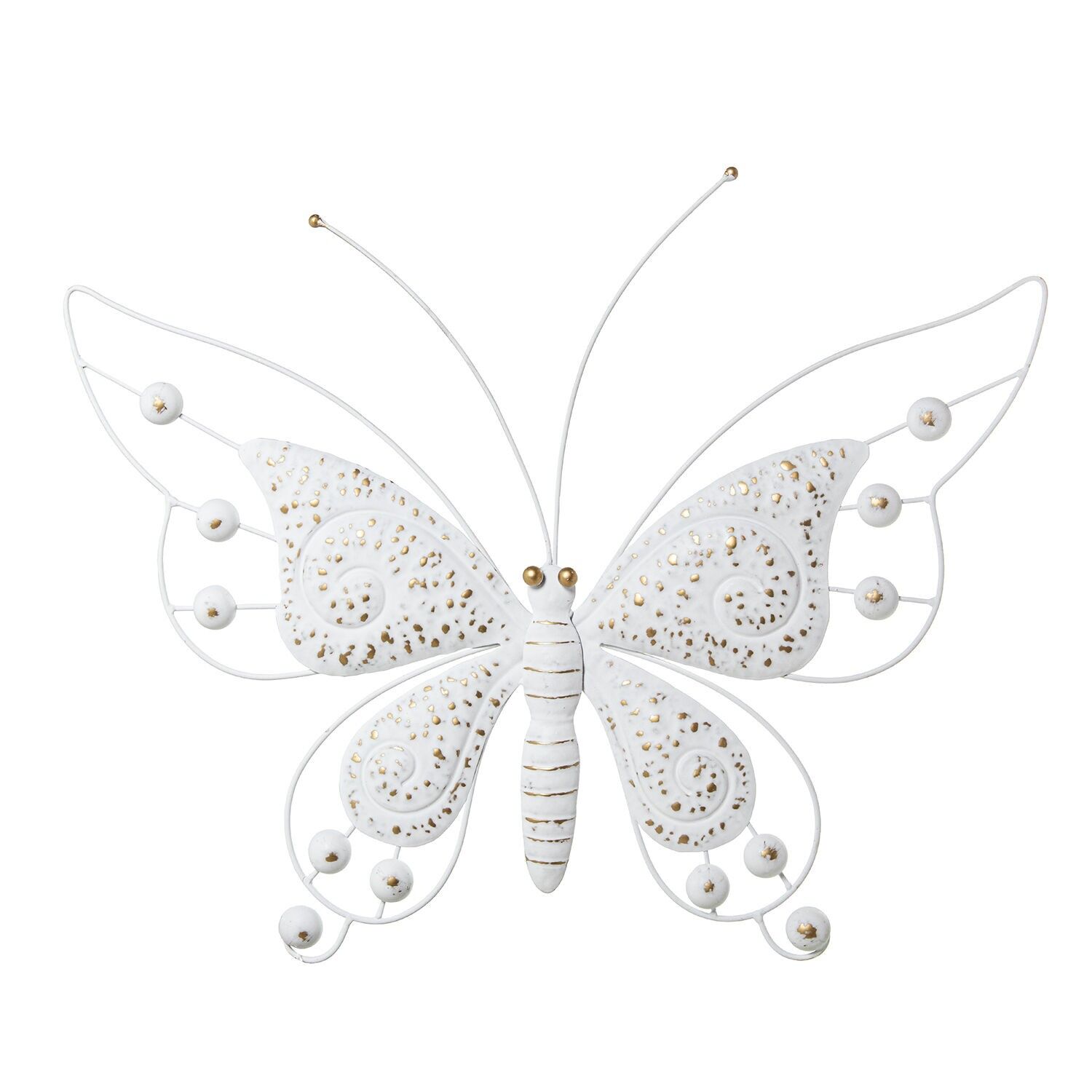 White and gold metal butterfly wall decoration 56x3.5x40.5 cm ST73062