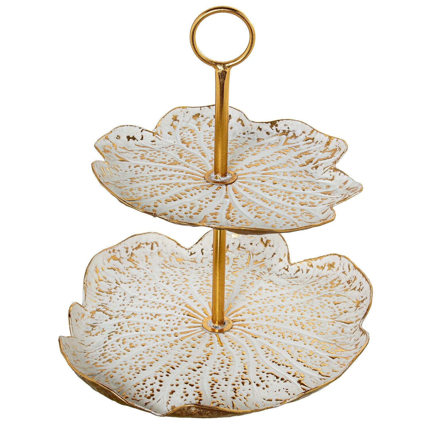 White and gold metal fruit bowl 45x42.5x47.5 cm ST73069