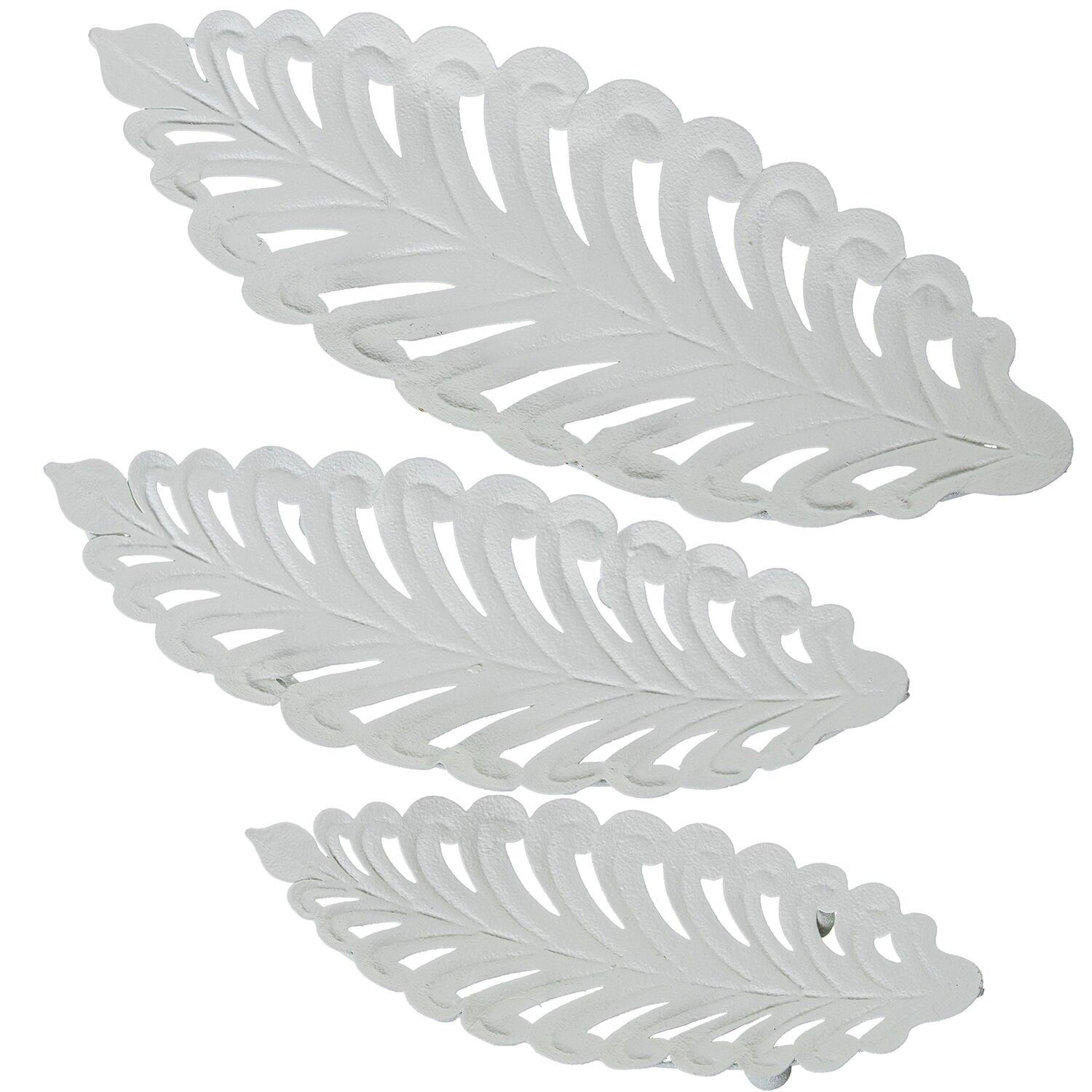 Set of 3 white metal centers 37x15x4-31x13x6-25x115x4 cm ST73084