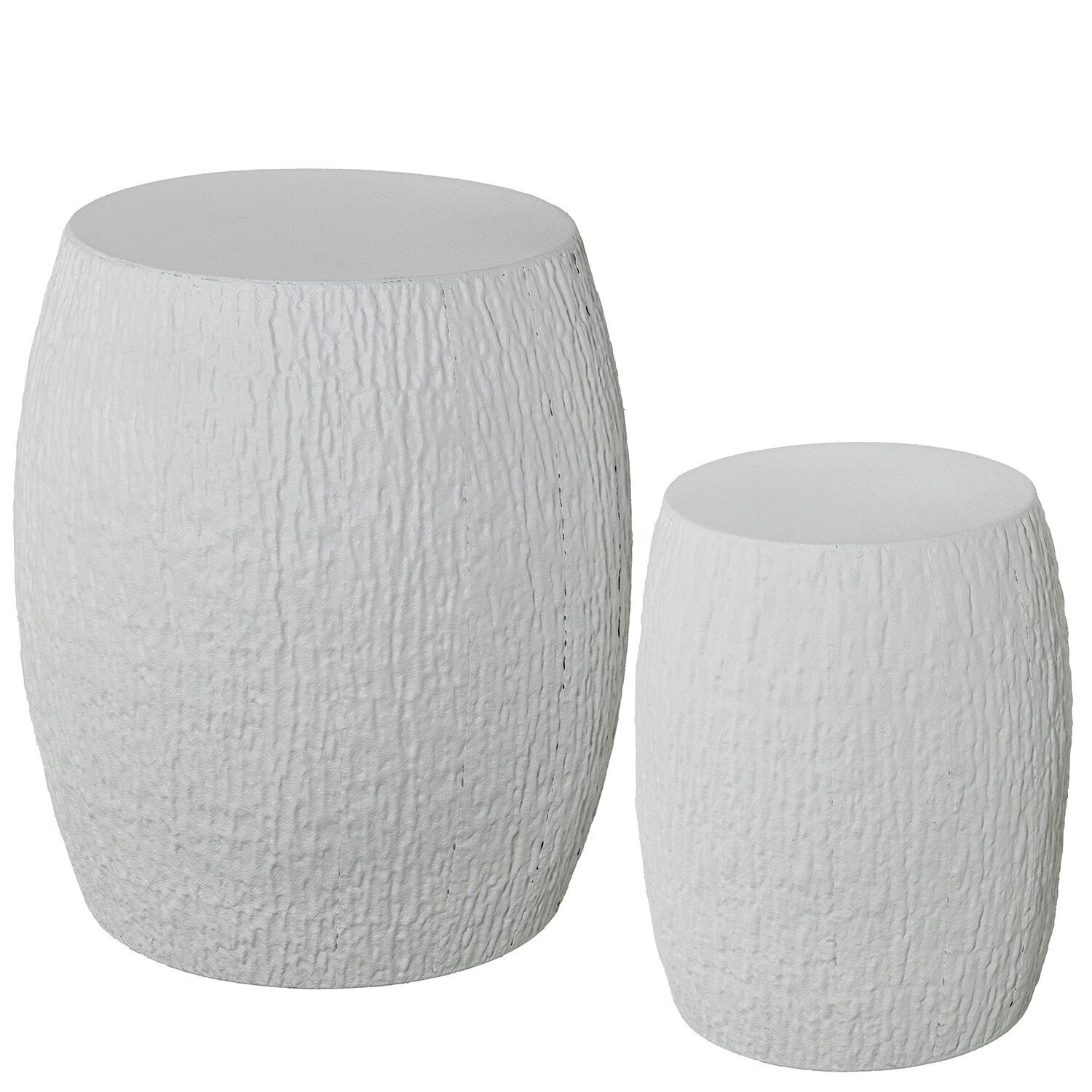 Set of 2 white metal pedestals l0:41x41x46 s0:29, 5x29, 5x36 ST73099