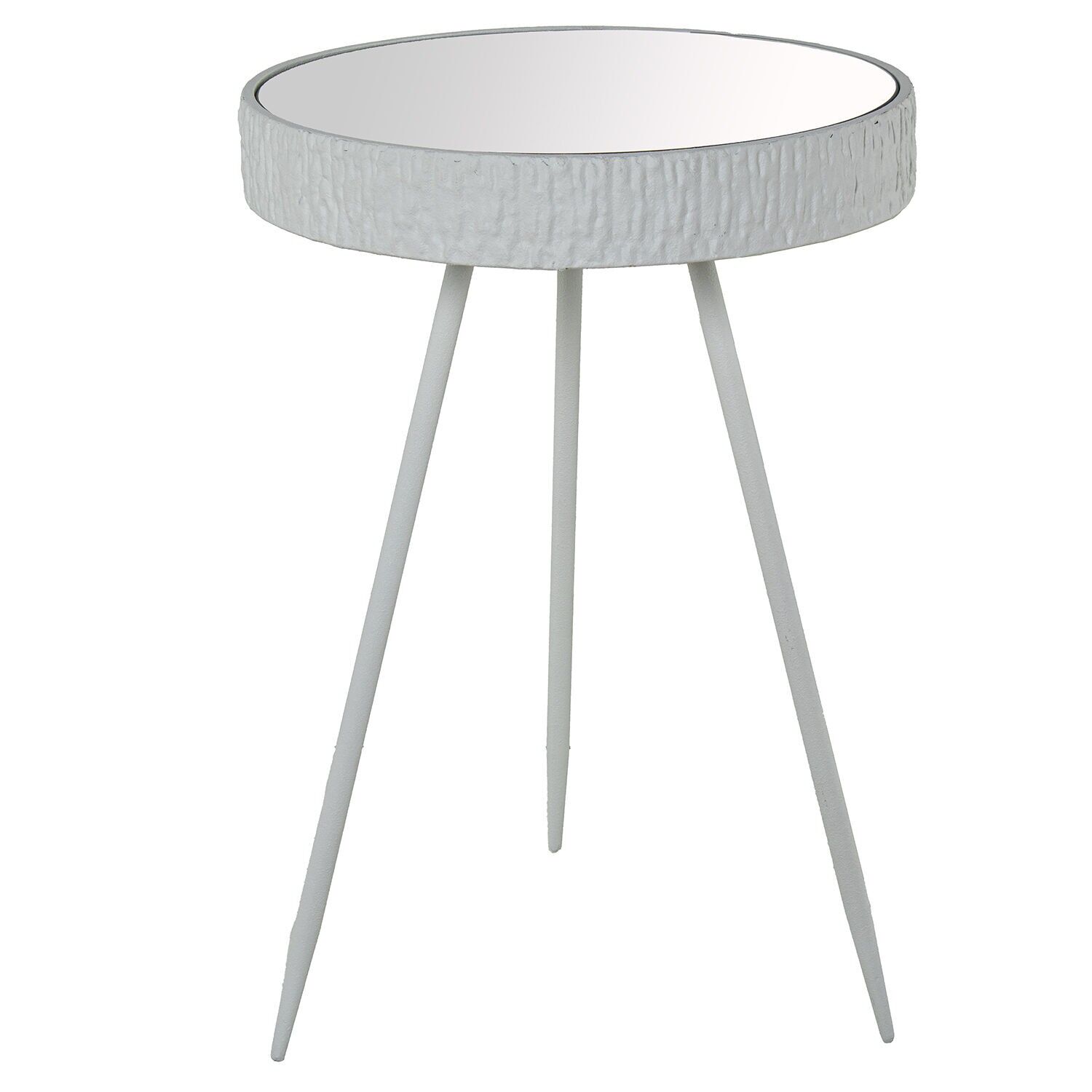 White metal table with mirror 40.5x40.5x59 cm ST73100