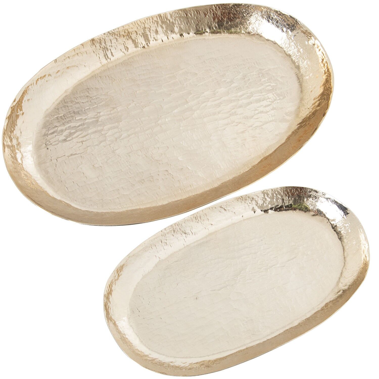 Set of 2 gold aluminum centerpieces 34x20x2.5 and 42x26x3cm ST74205