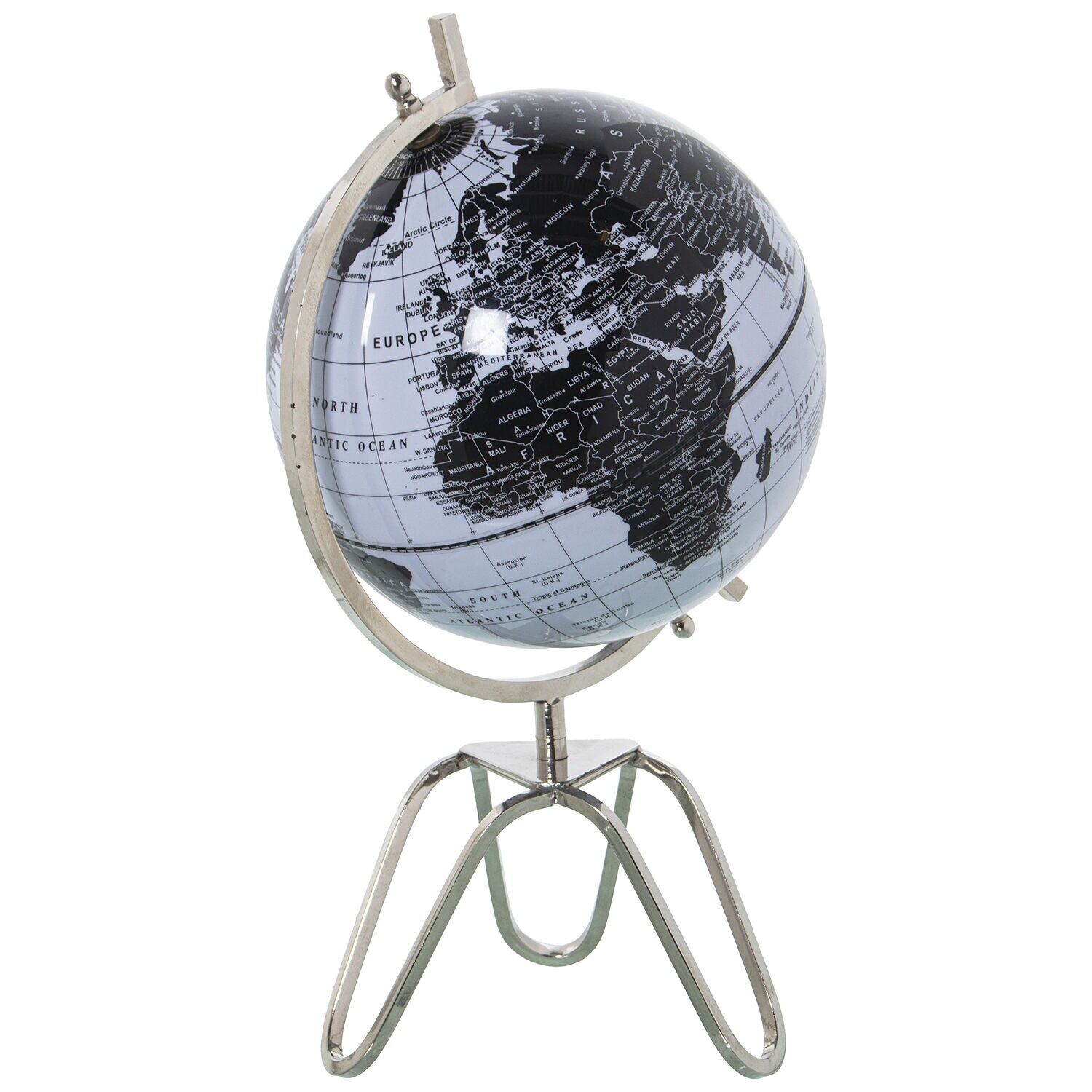 Earth globe ø20cm white, black metal tabletop 20x38cm ST74240