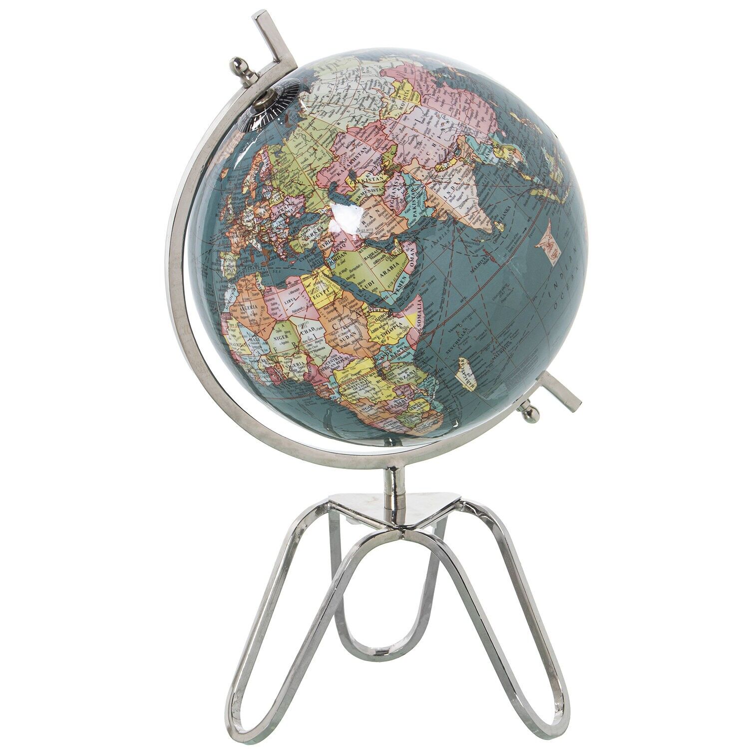 Earth globe ø20cm dark blue metal tabletop 20x38cm ST74242