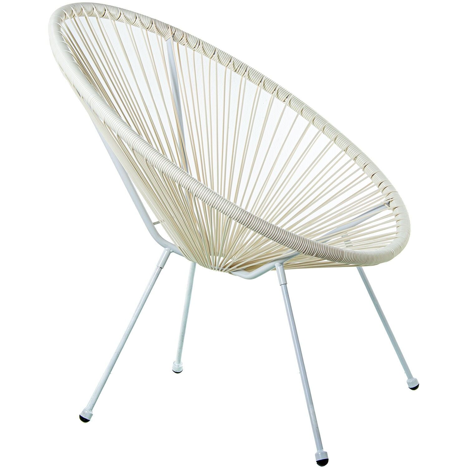 Outdoor armchair, steel frame, synthetic wicker (PE) white, 80x71x83cm, seat height: 40cm ST74619