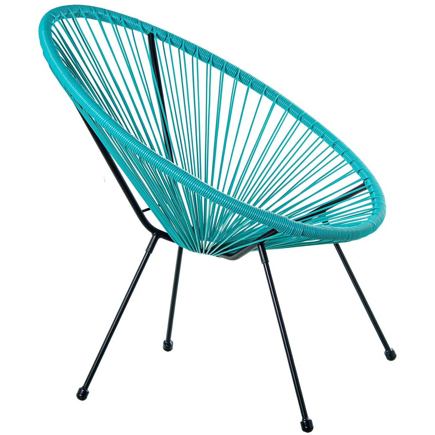 Outdoor armchair, steel frame, synthetic wicker (PE) blue, 80x71x83cm, seat height: 40cm, ST74620