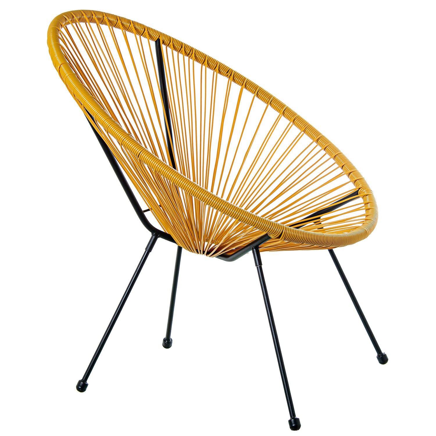 Outdoor armchair, steel, synthetic wicker (PE), mustard, 80x71x83cm, seat height: 40cm, ST74621