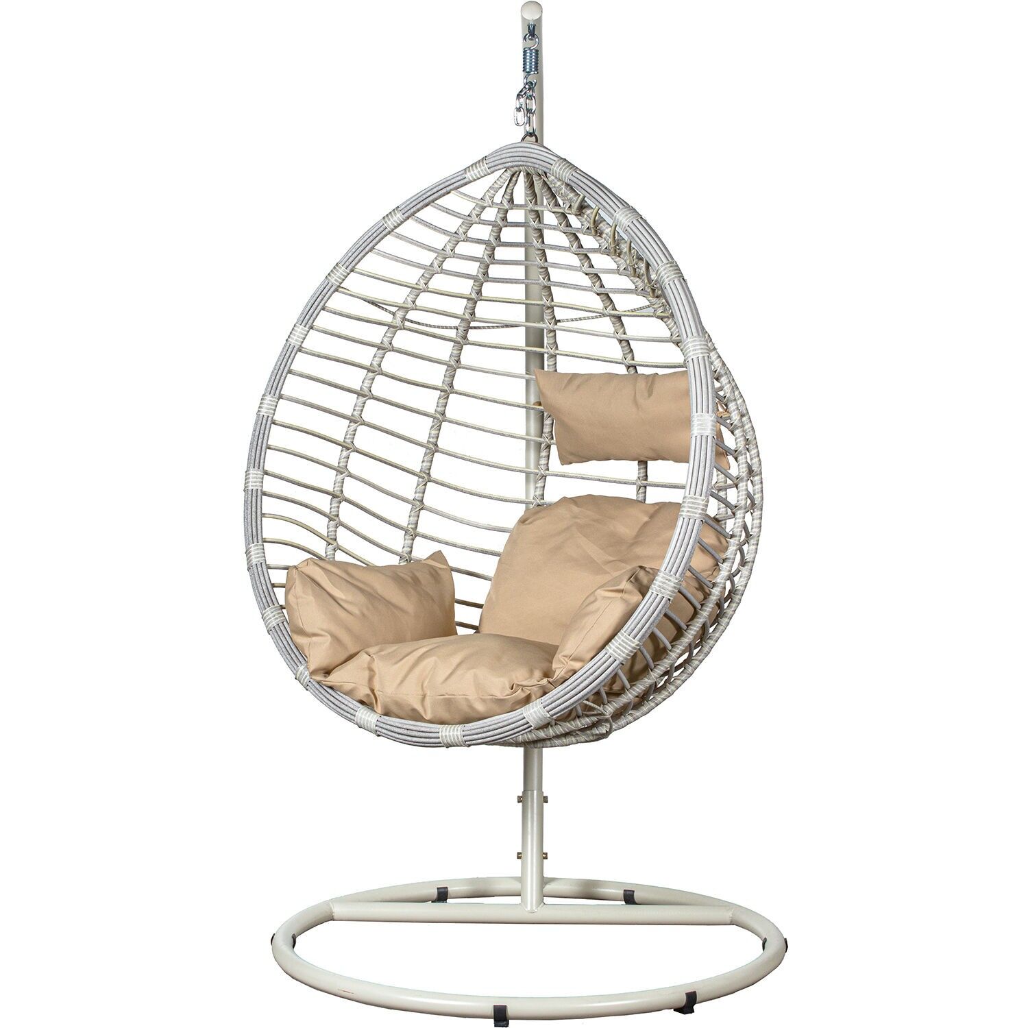 Hanging chair, artificial rattan, white metal, 91123, 91124, and 91226, 117x106x198cm, cest117x75x118, ST74625