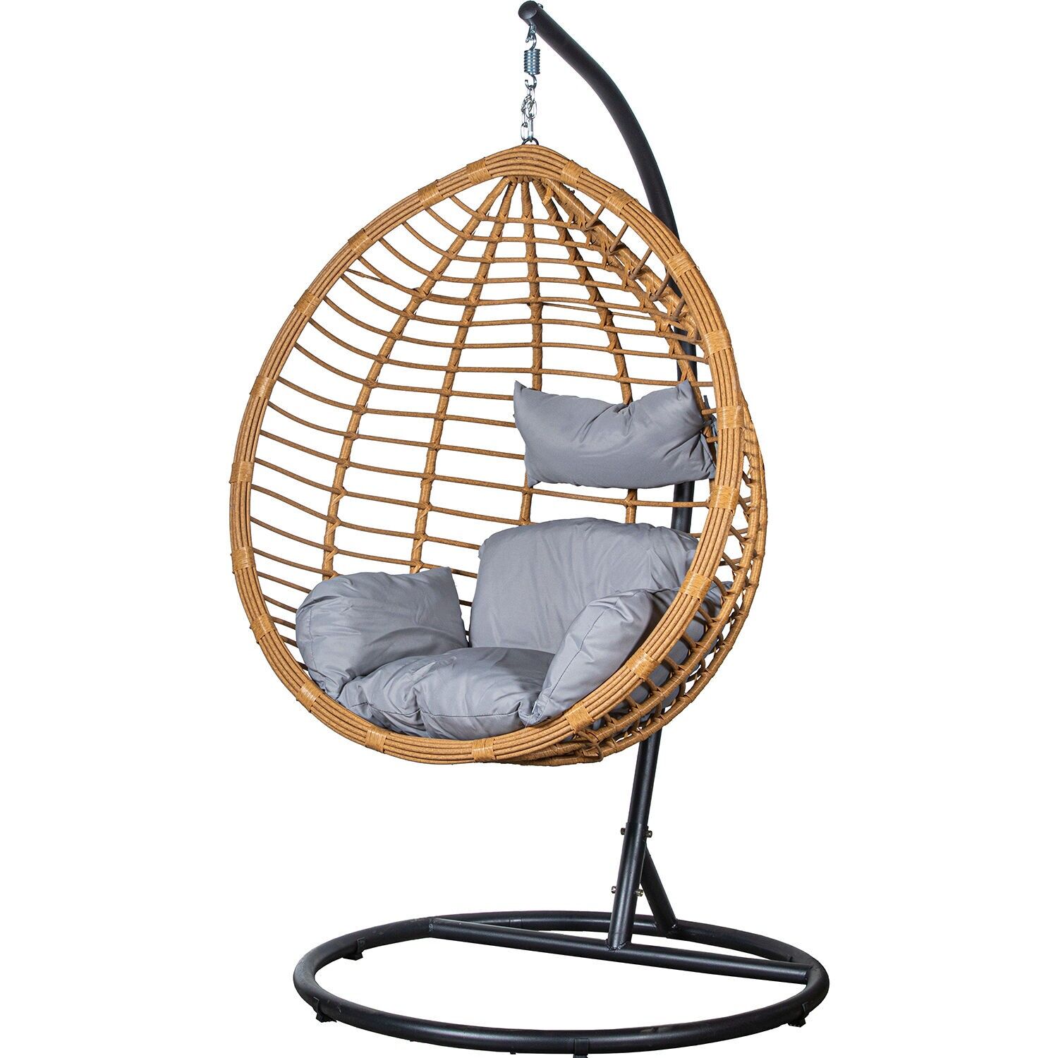 Hanging chair, artificial rattan, natural metal, black, 91121, 91122, and 91225, 117x106x198cm, cest117x75x118, ST74624