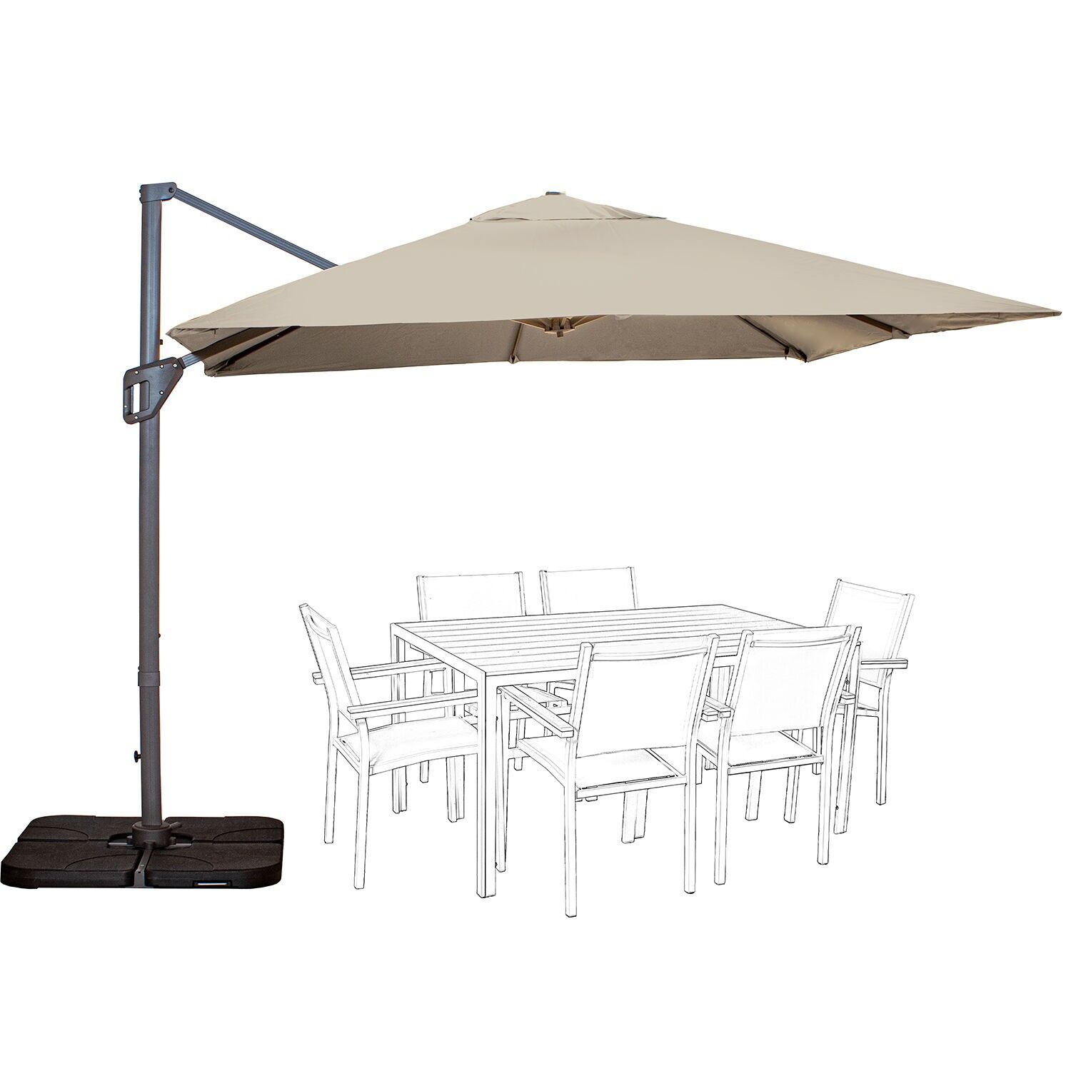 Aluminum and polyester parasol, ballast base not included, 3x4m, 220g polyester fabric ST74628
