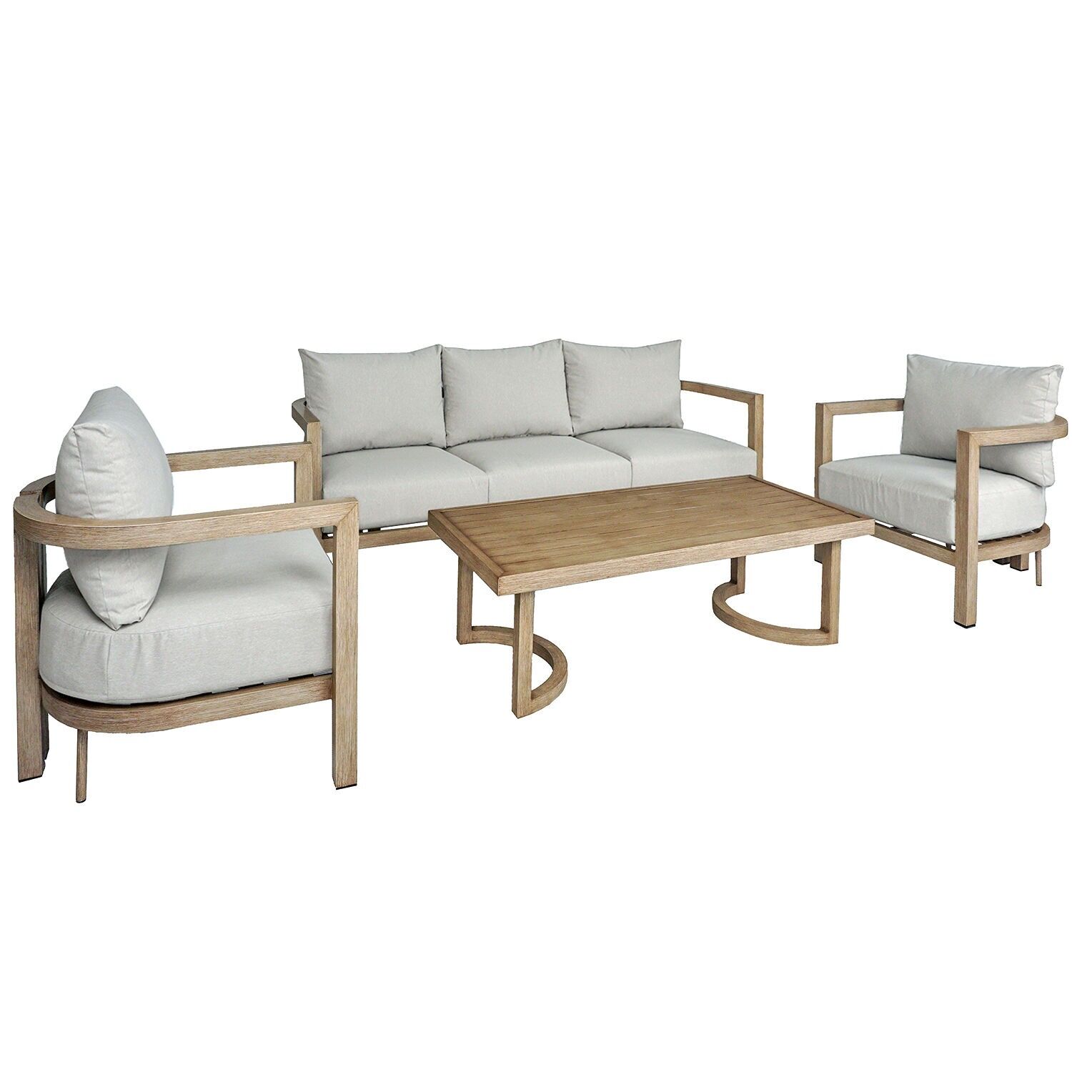 3-seater sofa set, 2 armchairs and aluminum coffee table 73x74x66, 198x74x66, 128x60x43 ST74639